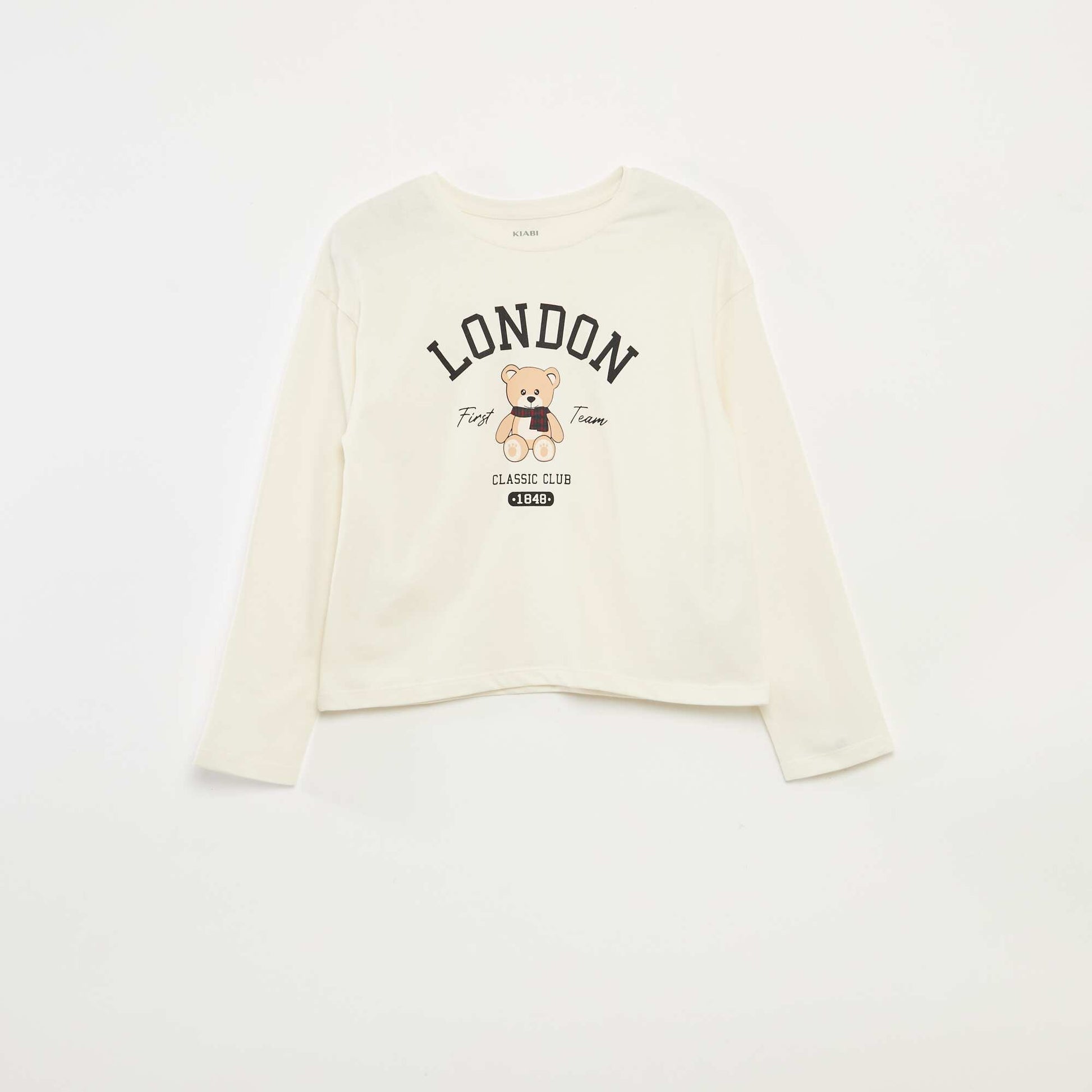 T-shirt imprimé manches longues BEIGE