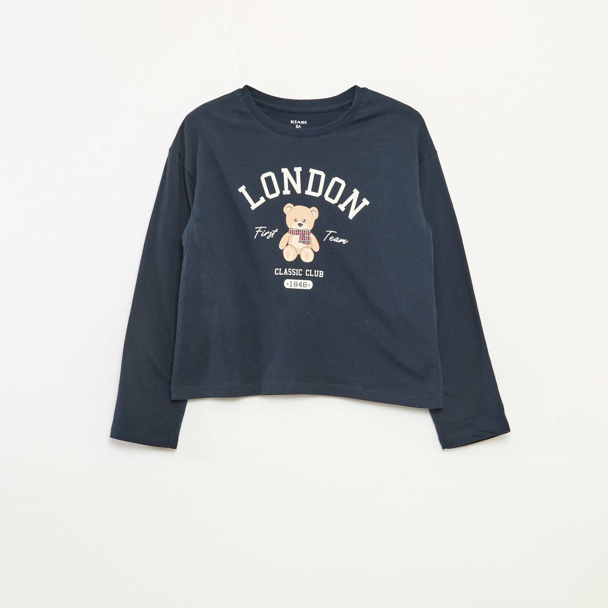 T-shirt imprimé manches longues BLEU