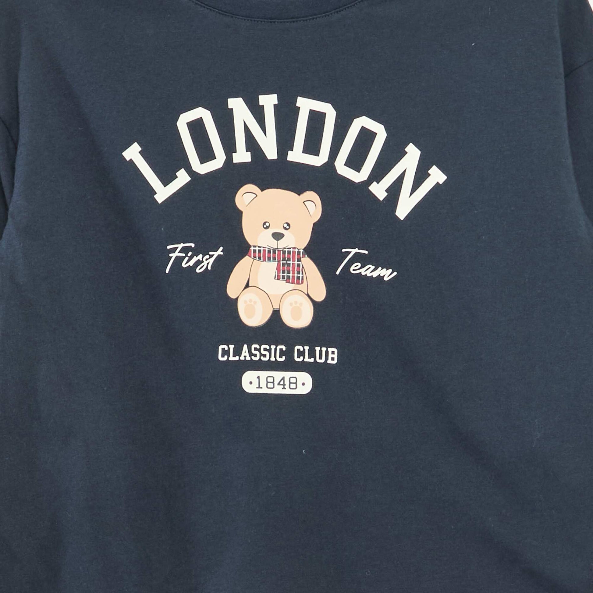 T-shirt imprimé manches longues BLEU