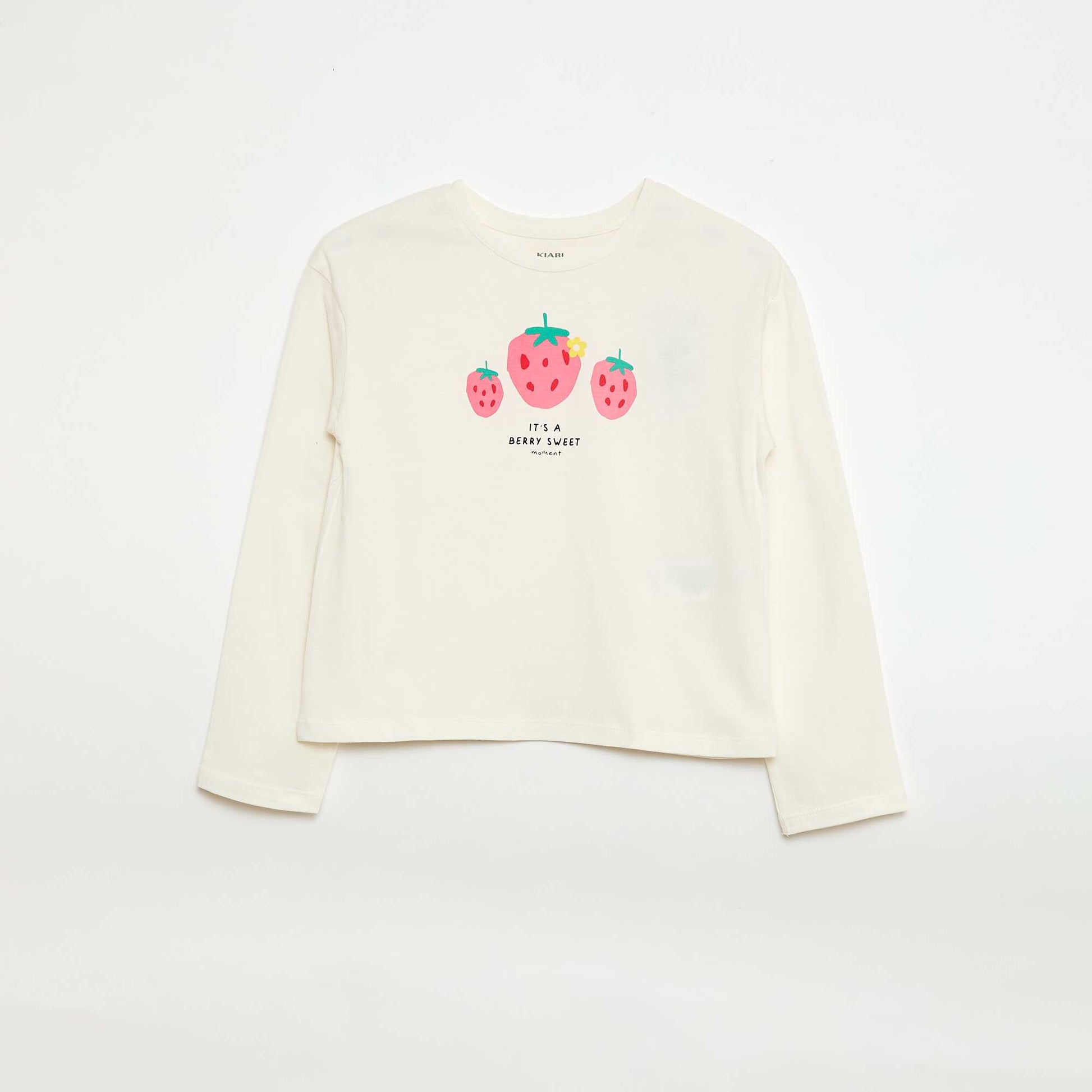 T-shirt imprimé manches longues BLANC