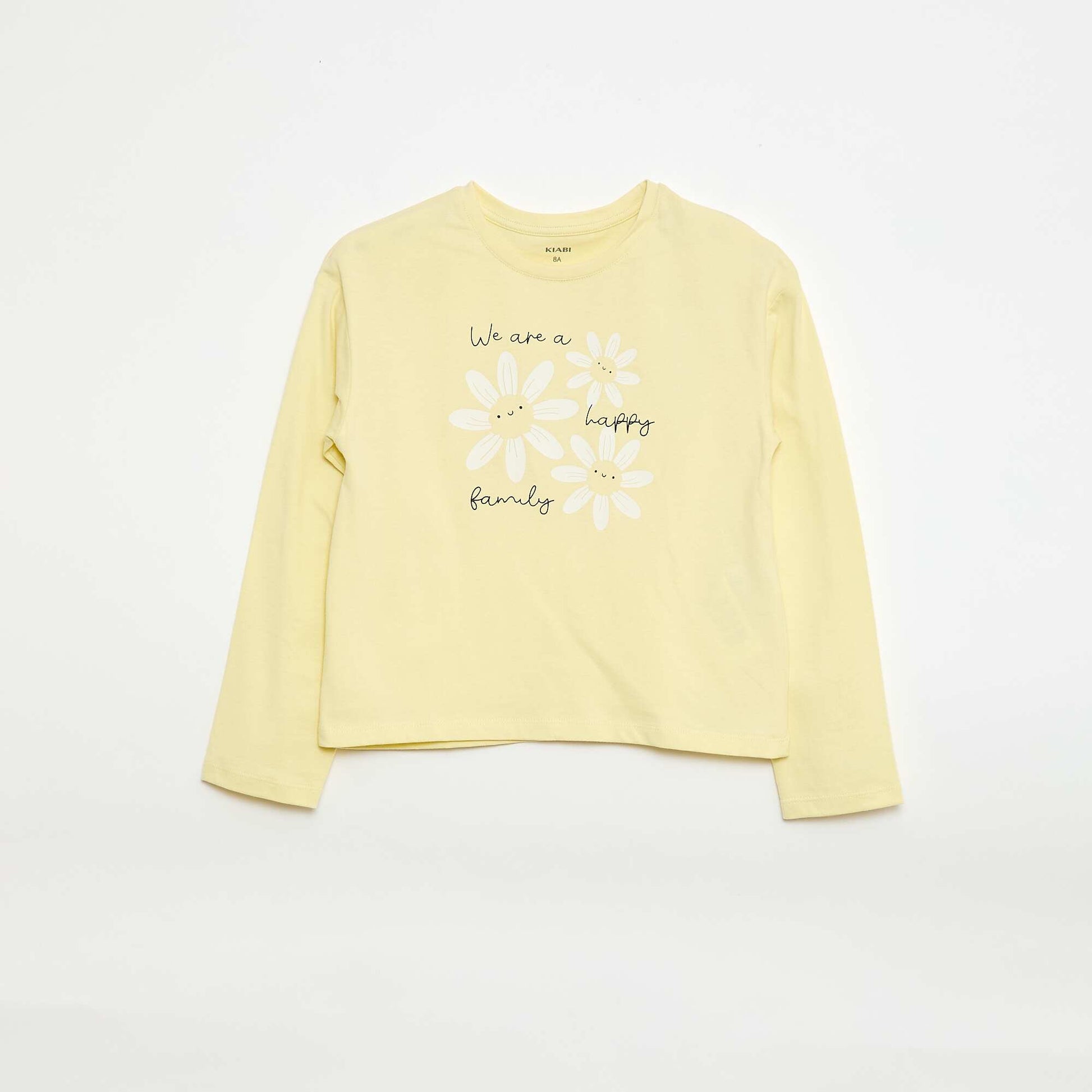 T-shirt imprimé manches longues JAUNE