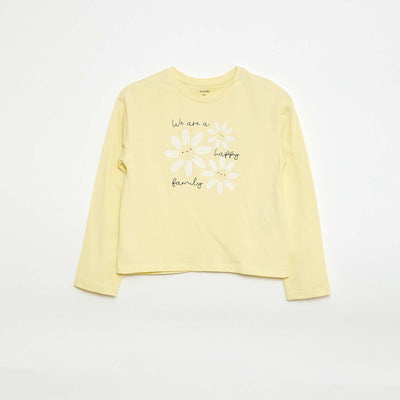 T-shirt imprimé manches longues JAUNE