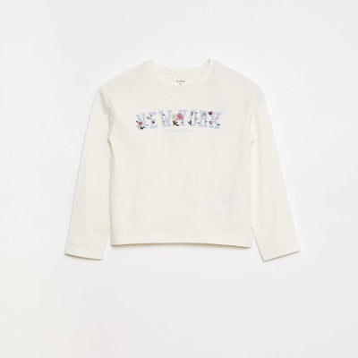 T-shirt imprimé manches longues BLANC