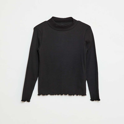 Pull à col roulé côtelé NOIR