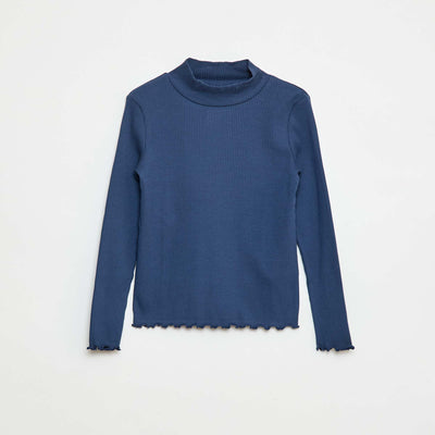 Pull à col roulé côtelé BLEU