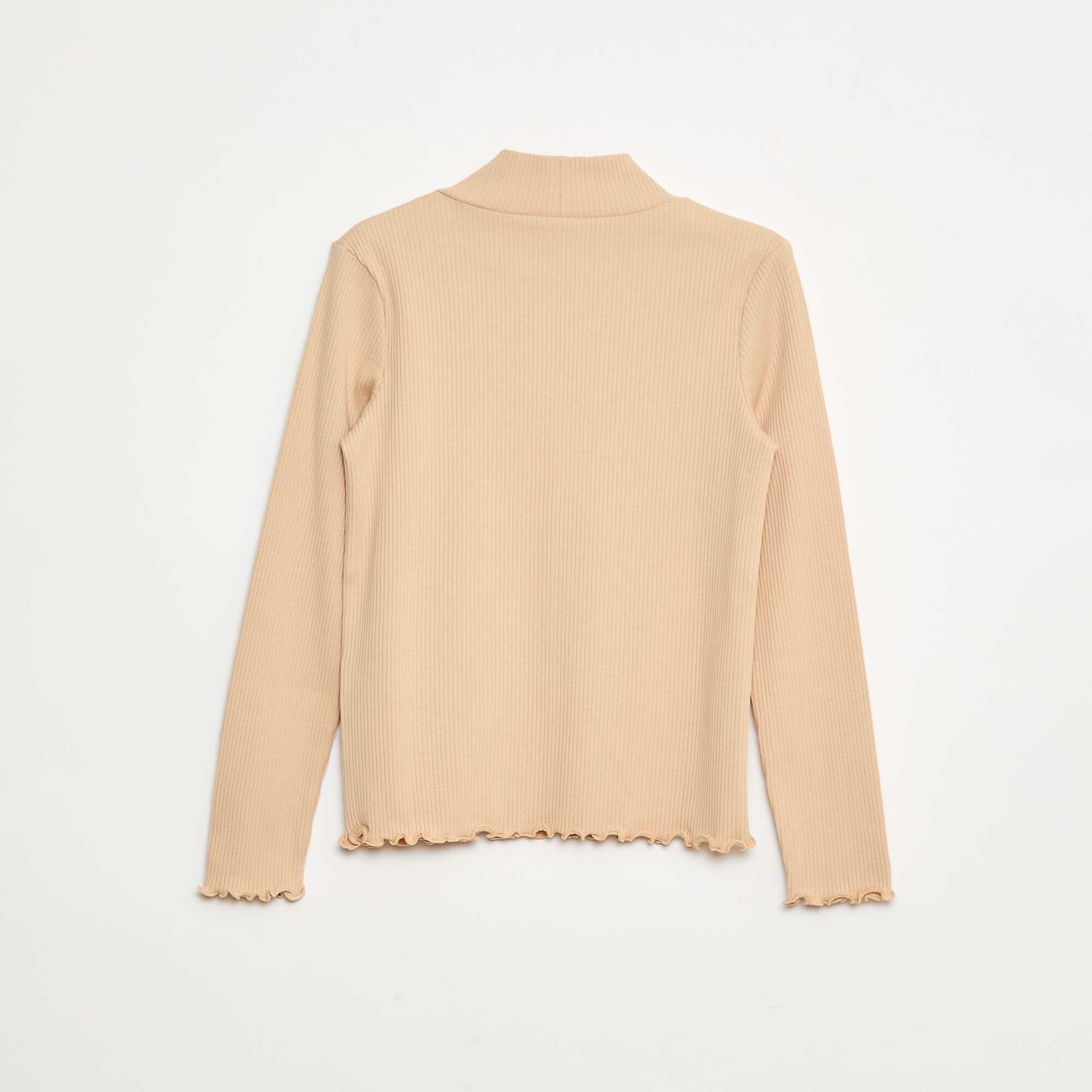 Pull à col roulé côtelé BEIGE
