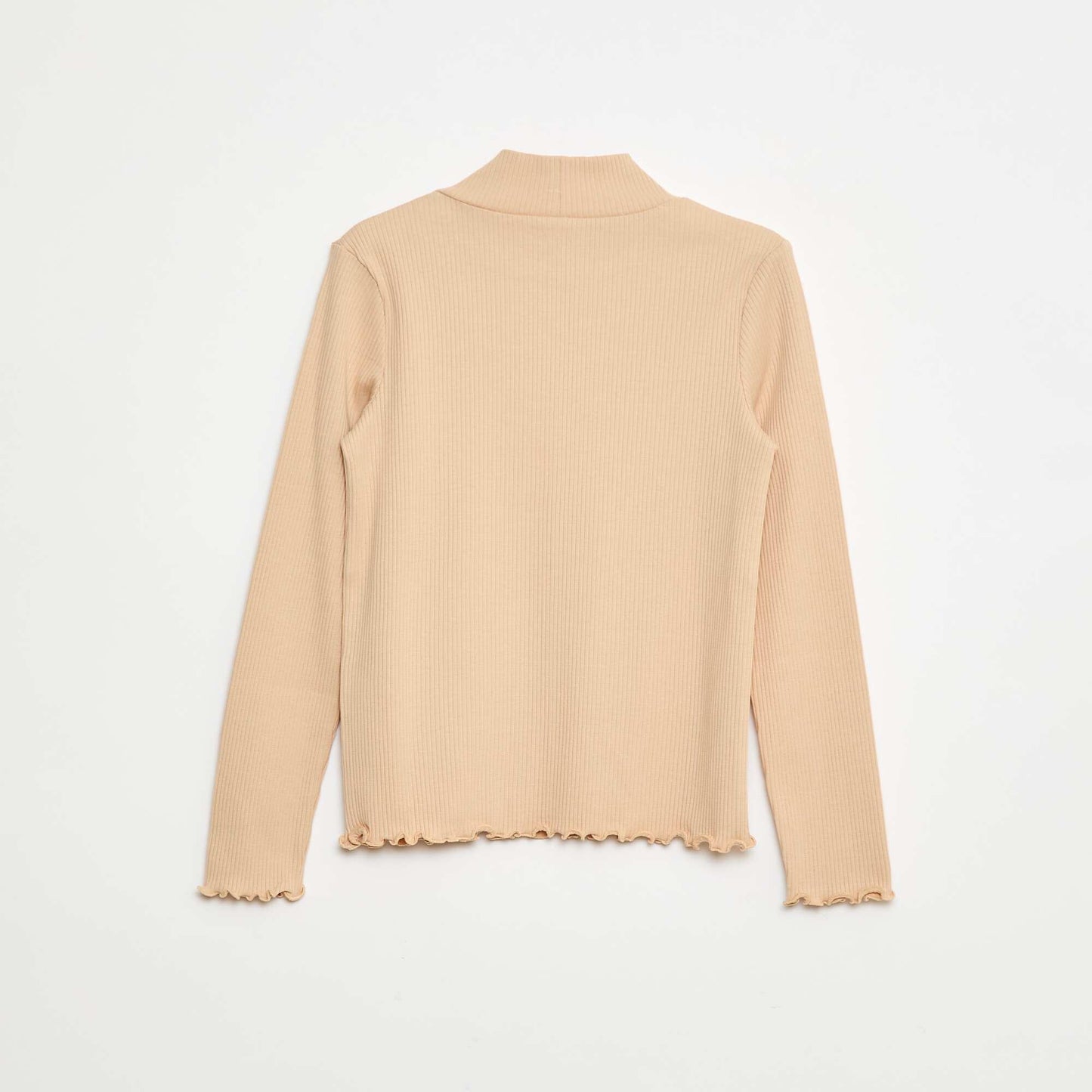 Pull à col roulé côtelé BEIGE