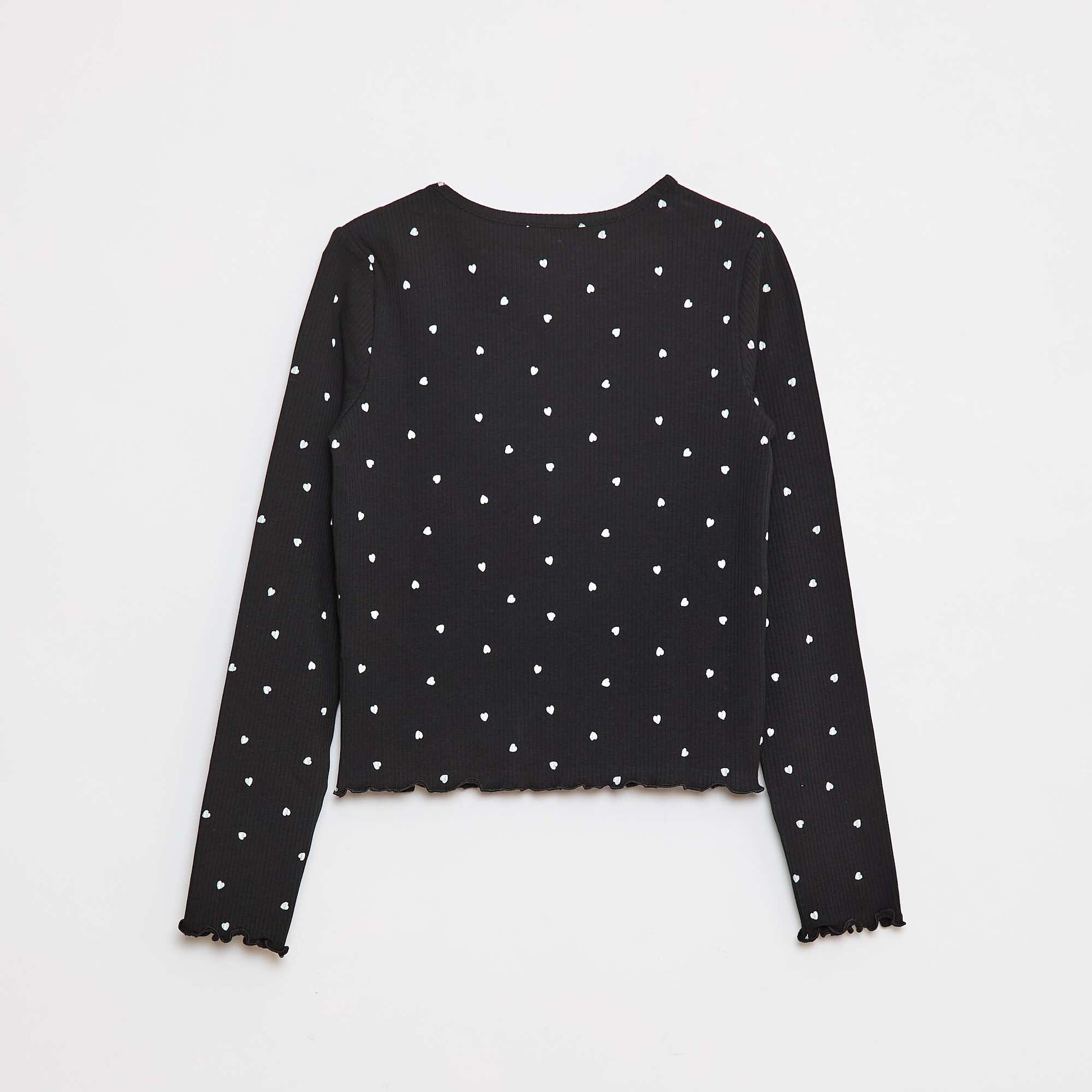 T-shirt côtelé à fleurs NOIR