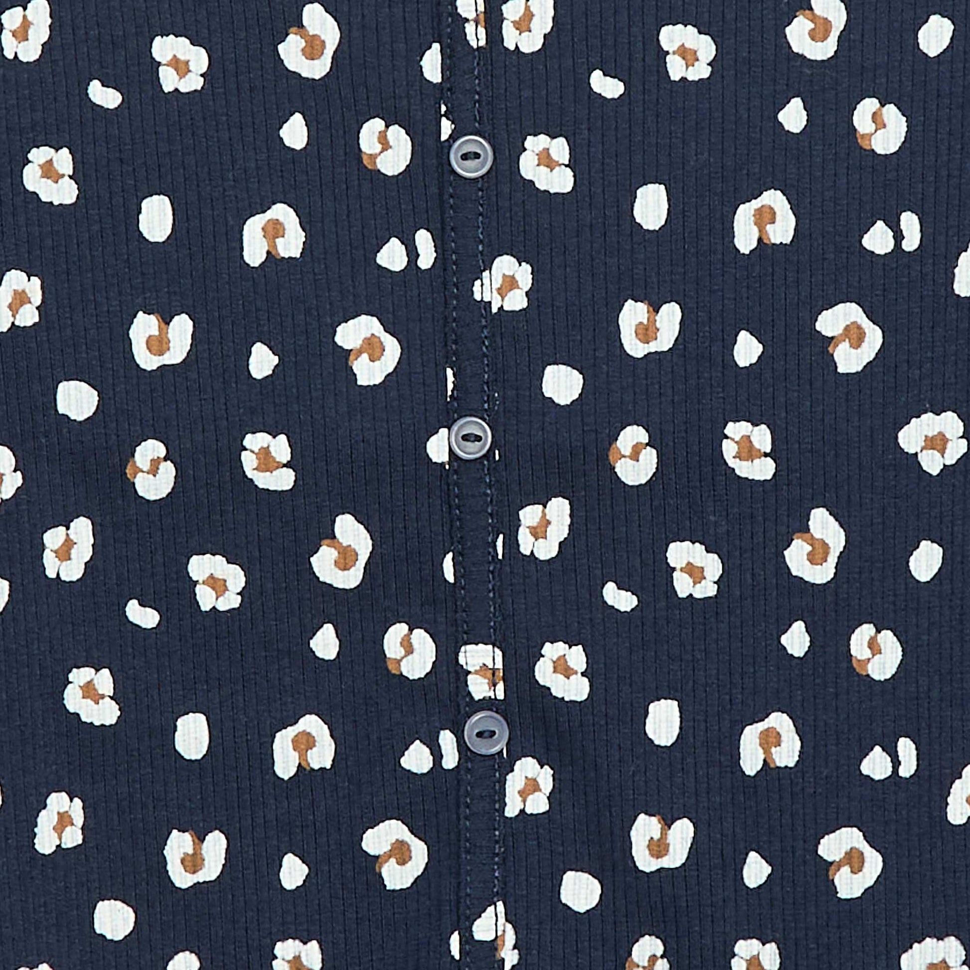 T-shirt côtelé à fleurs BLEU