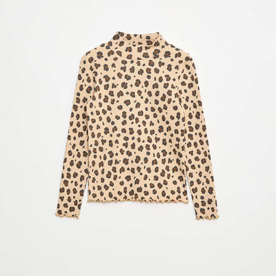 Sous pull col roulé en côte de coton BEIGE