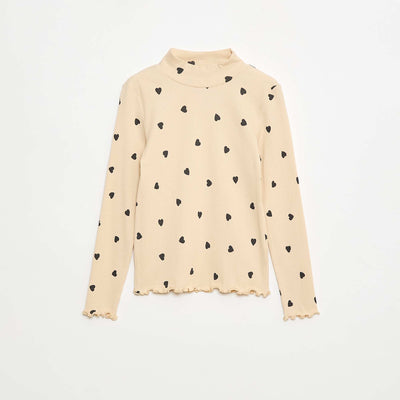 Sous pull col roulé en côte de coton BEIGE
