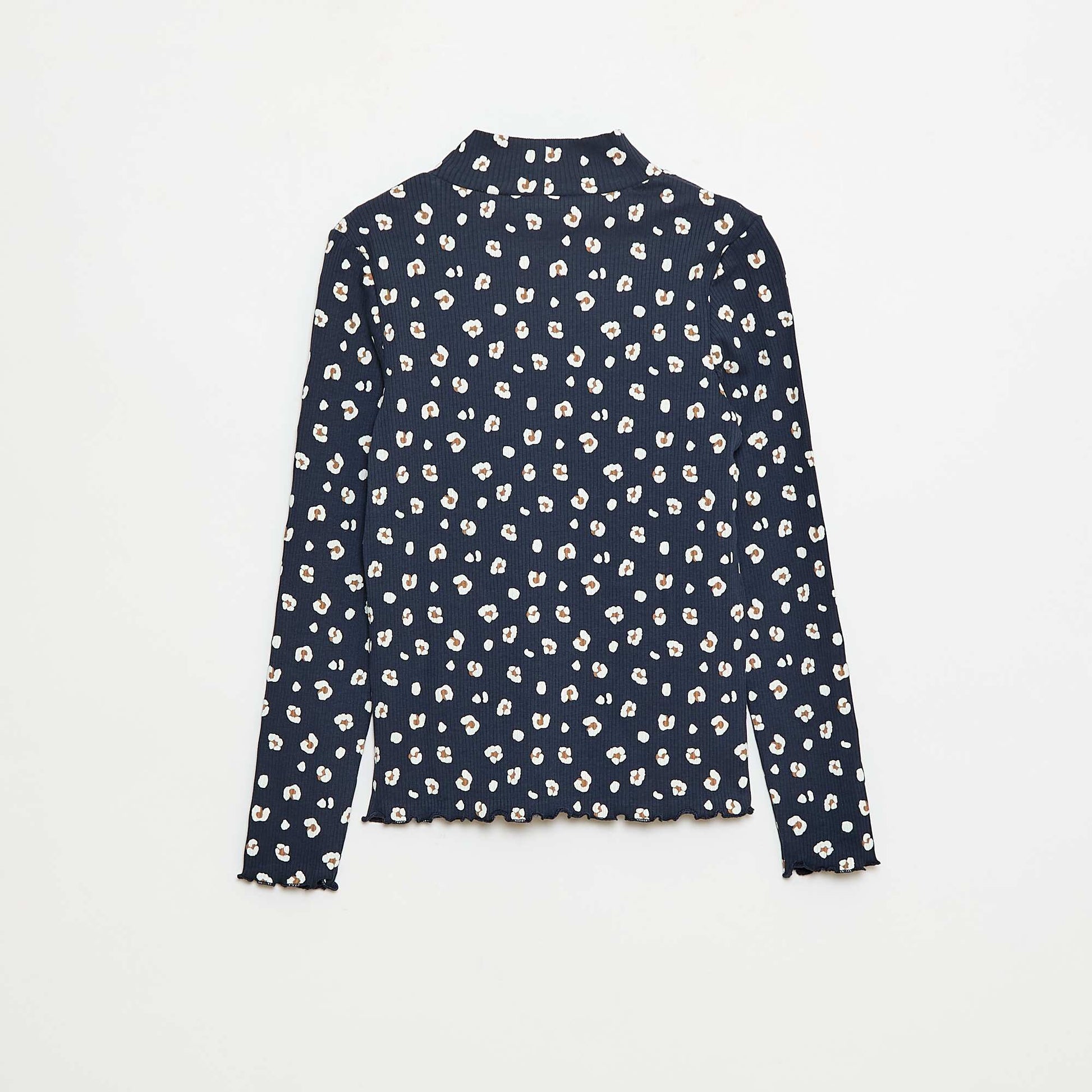 Sous pull col roulé en côte de coton BLEU