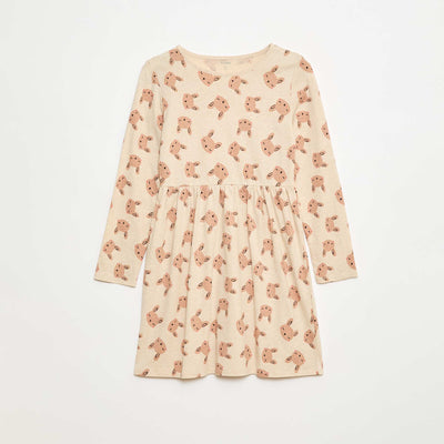 Robe en coton à motif BEIGE
