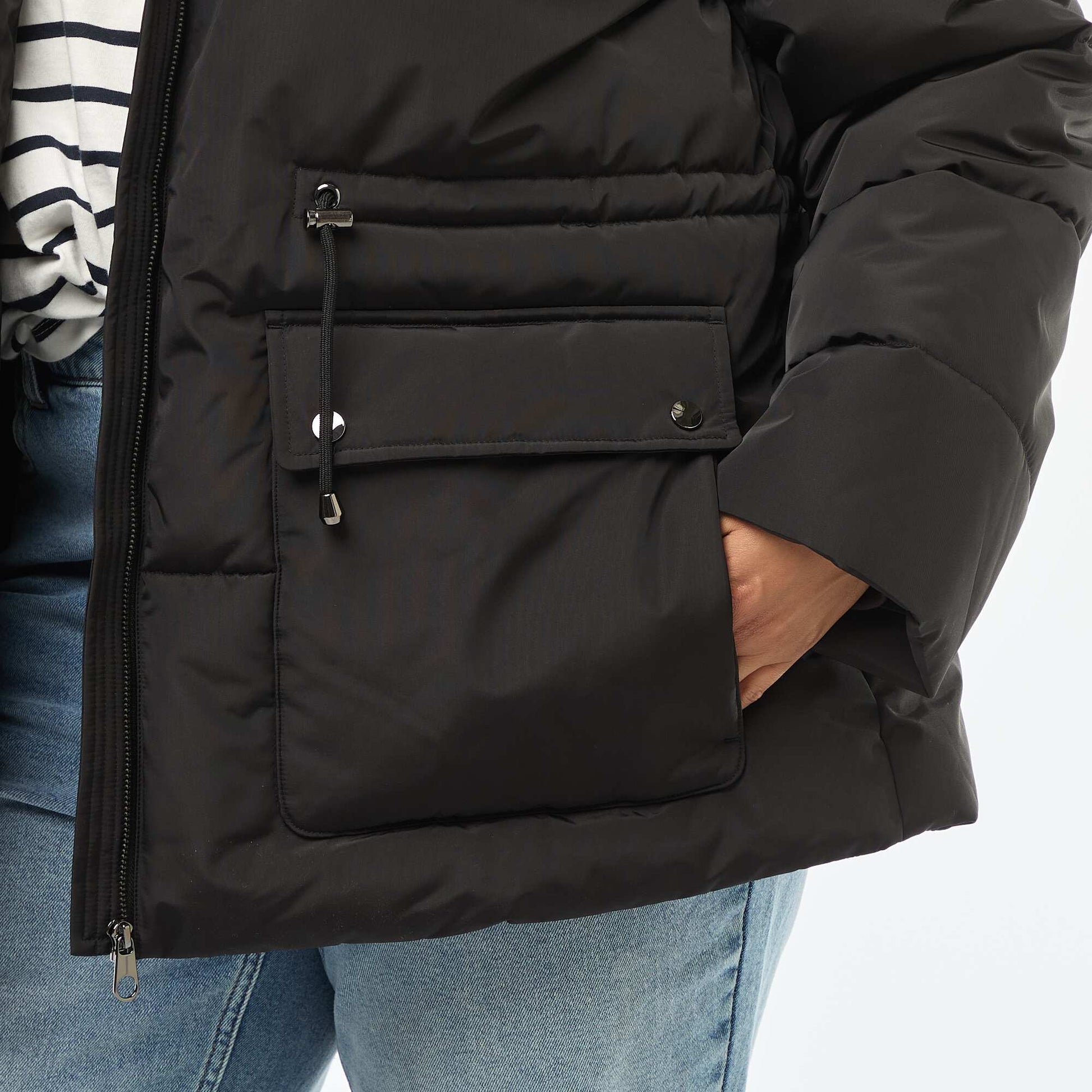 Doudoune mi-longue uni NOIR