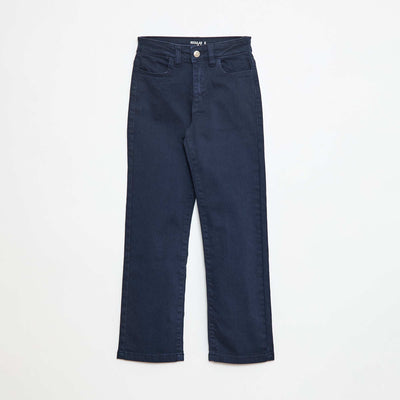 Pantalon en twill avec ouverture pressionnée - BLEU