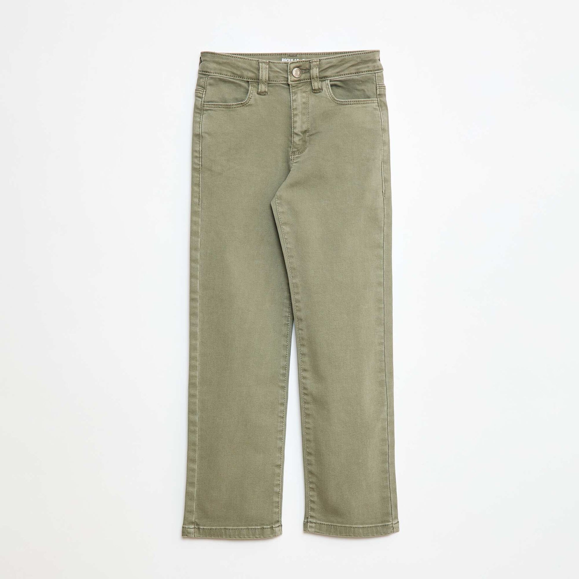 Pantalon en twill avec ouverture pressionnée - VERT