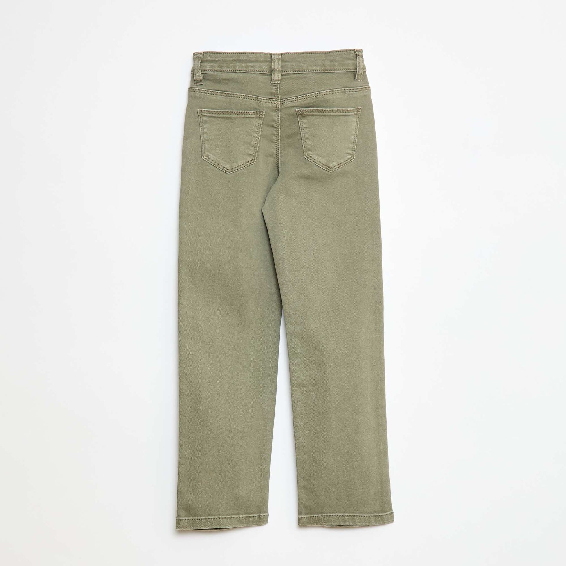 Pantalon en twill avec ouverture pressionnée - VERT