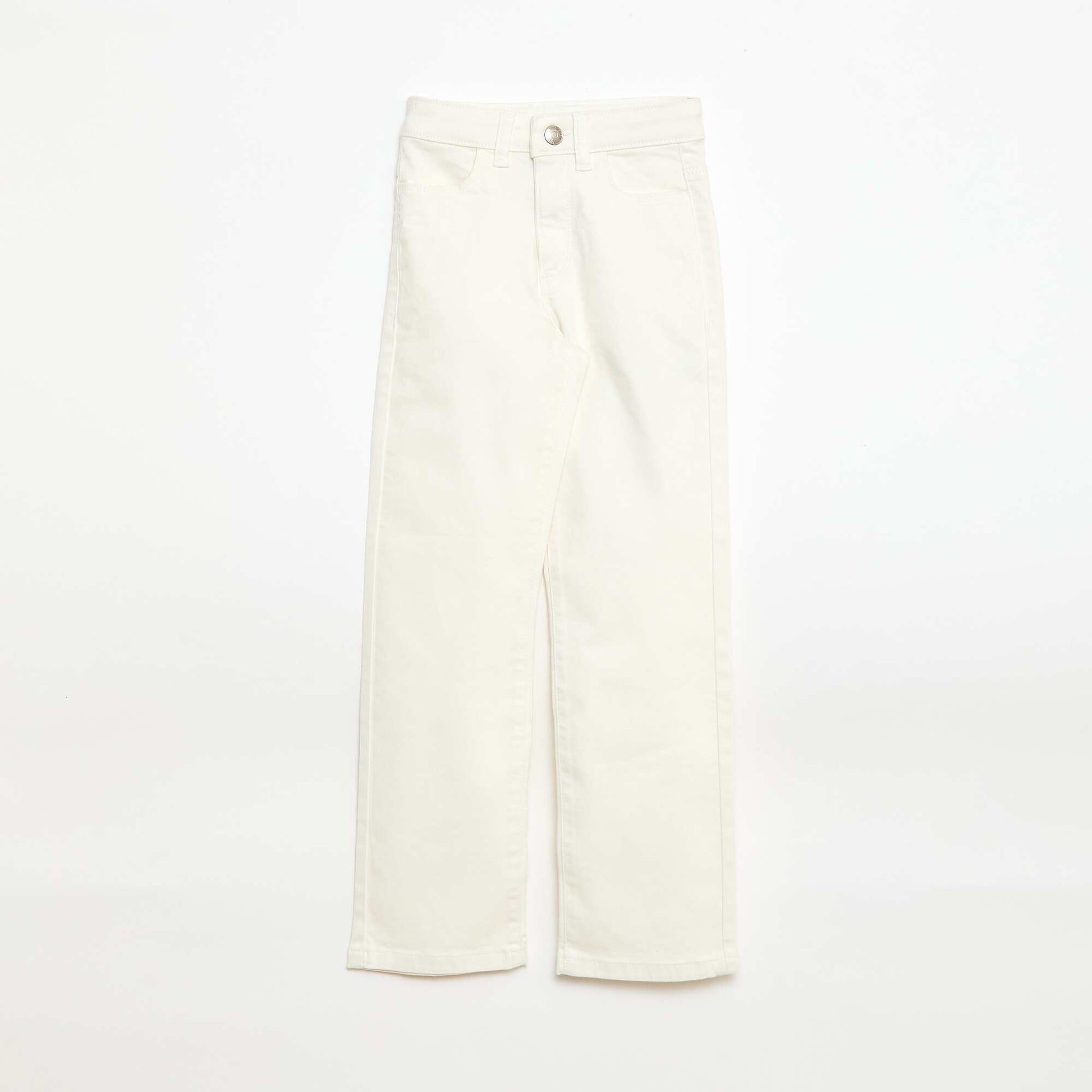 Pantalon en twill avec ouverture pressionnée - BLANC