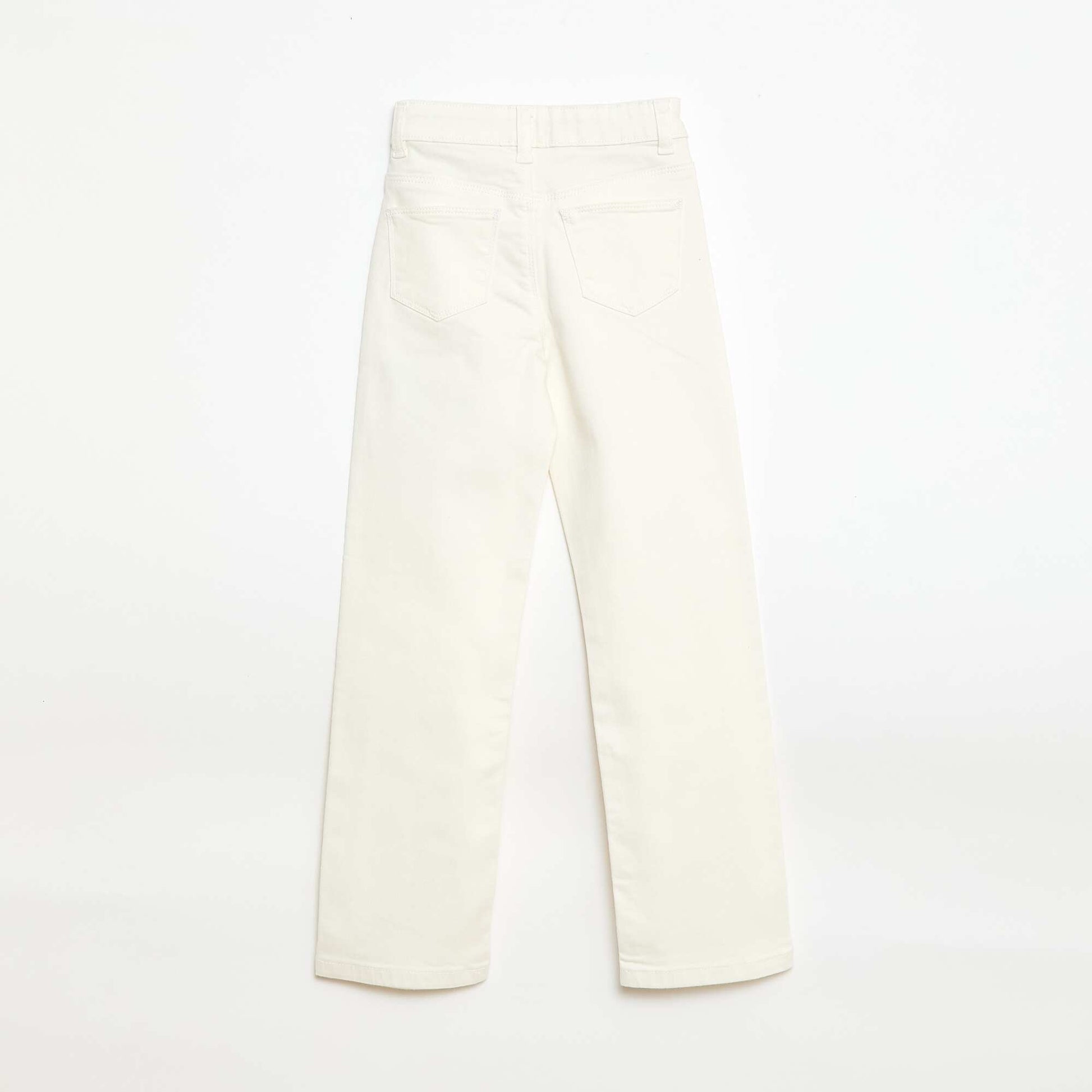 Pantalon en twill avec ouverture pressionnée - BLANC