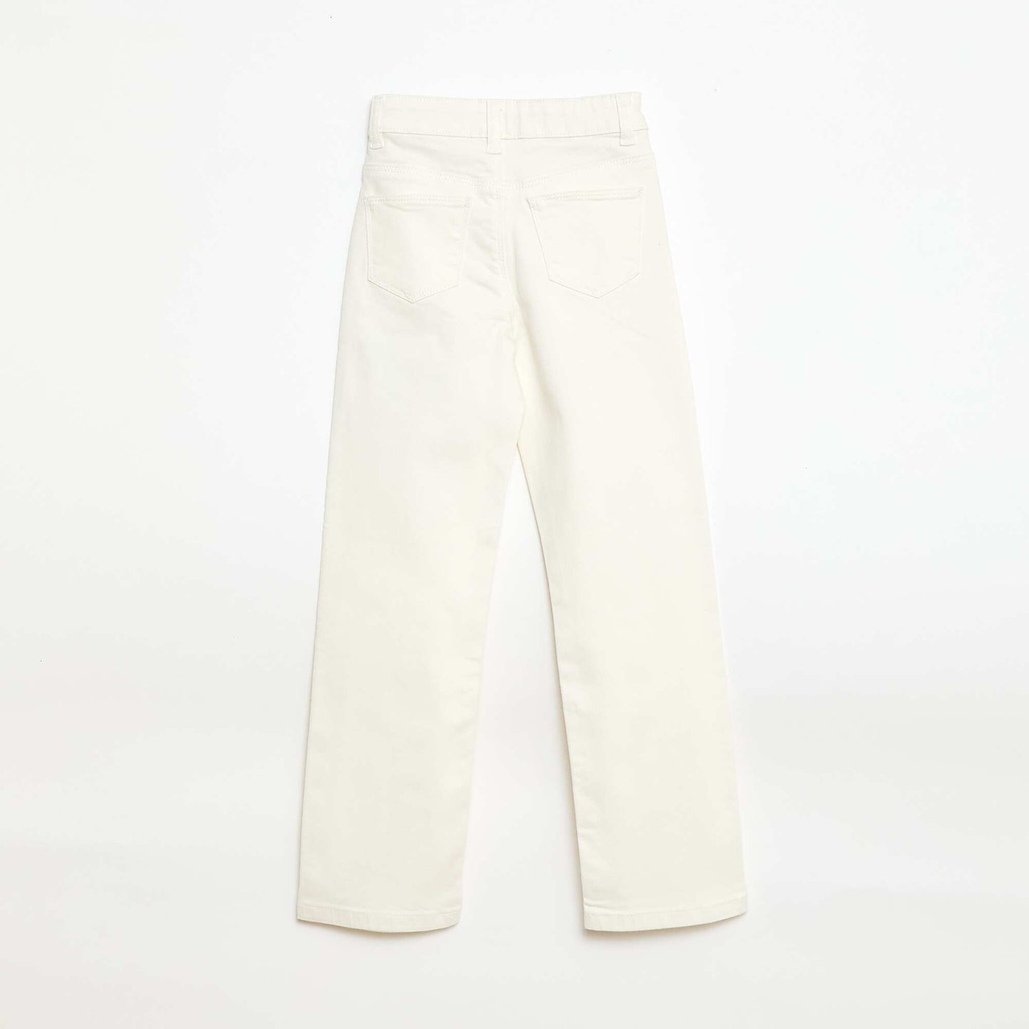 Pantalon en twill avec ouverture pressionnée - BLANC