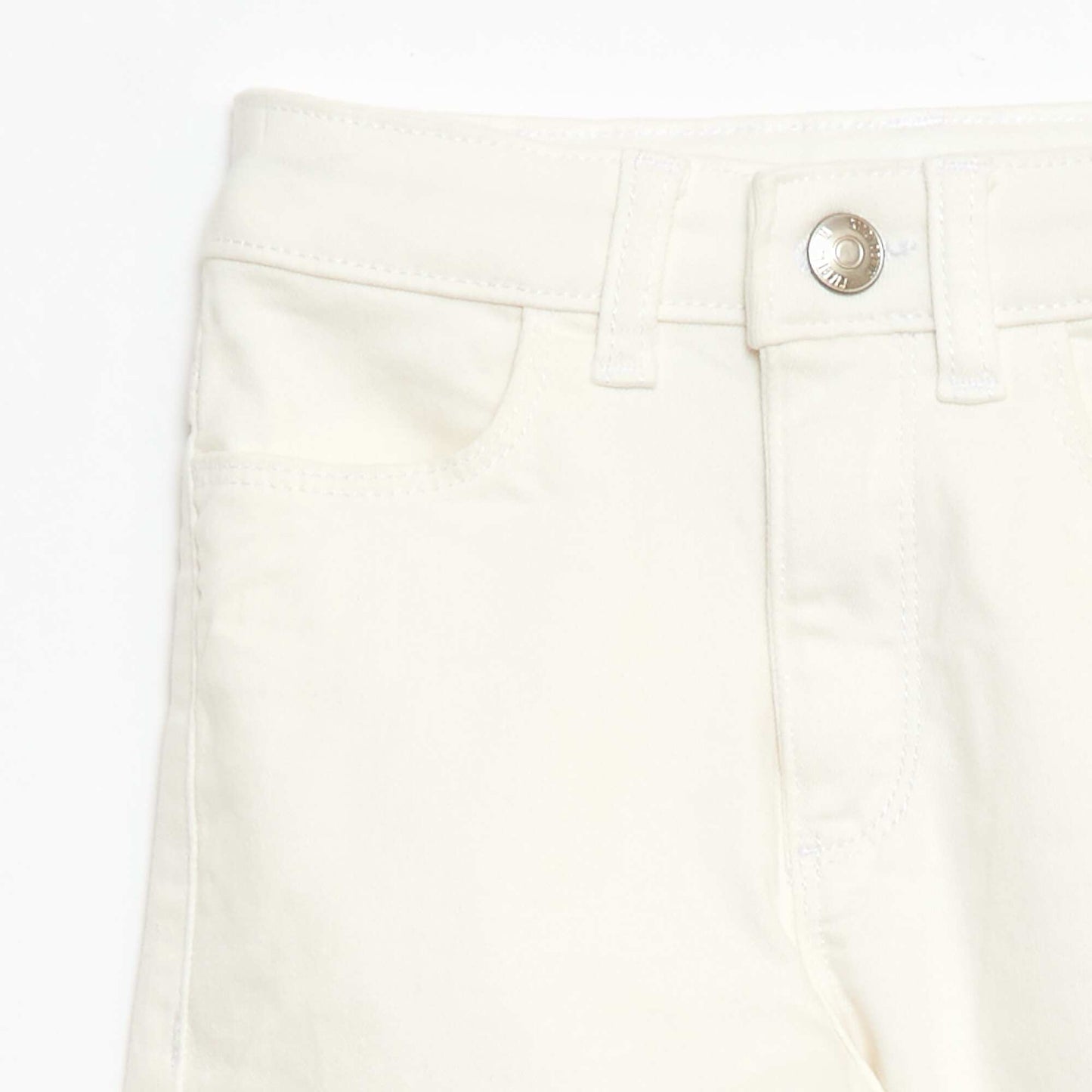 Pantalon en twill avec ouverture pressionnée - BLANC