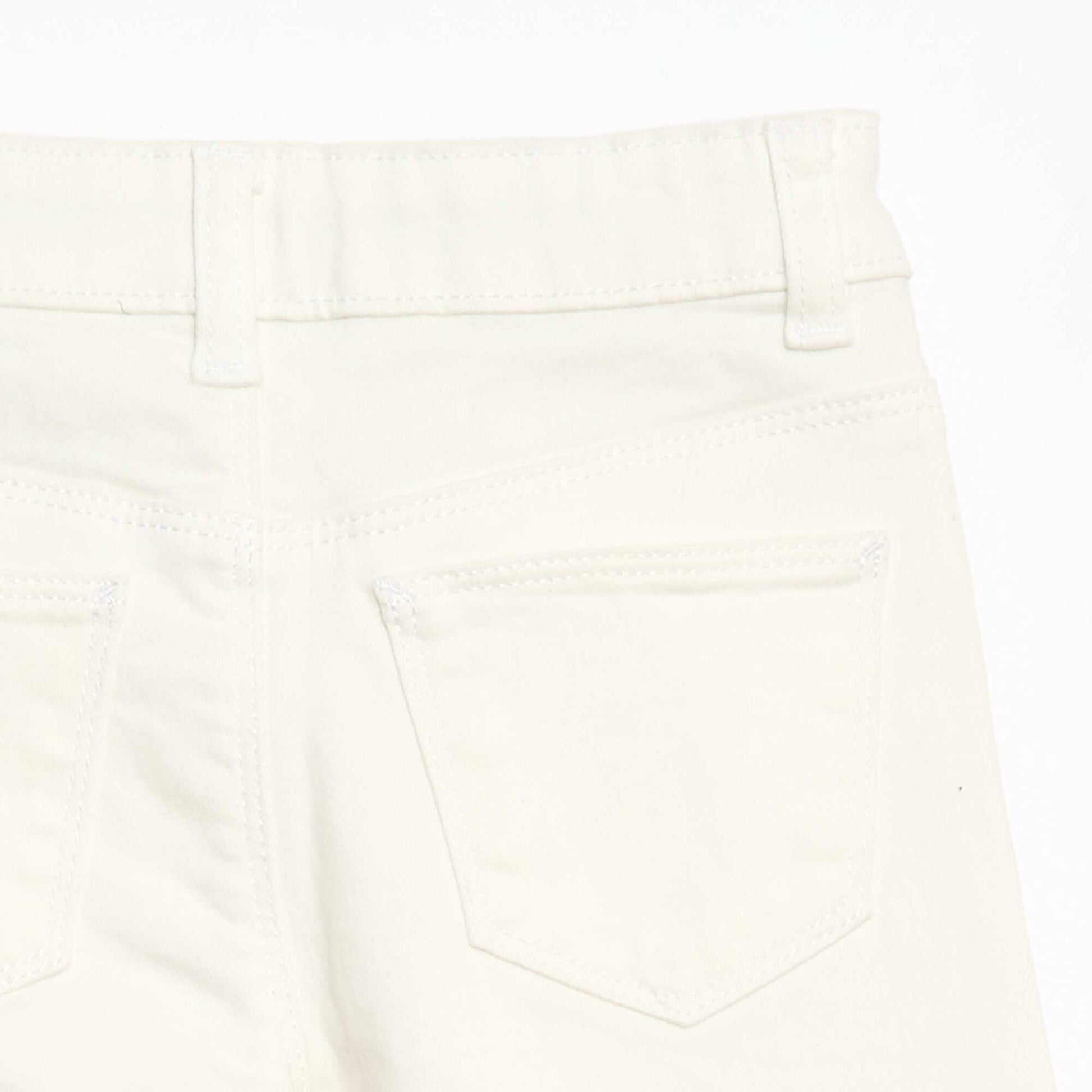 Pantalon en twill avec ouverture pressionnée - BLANC