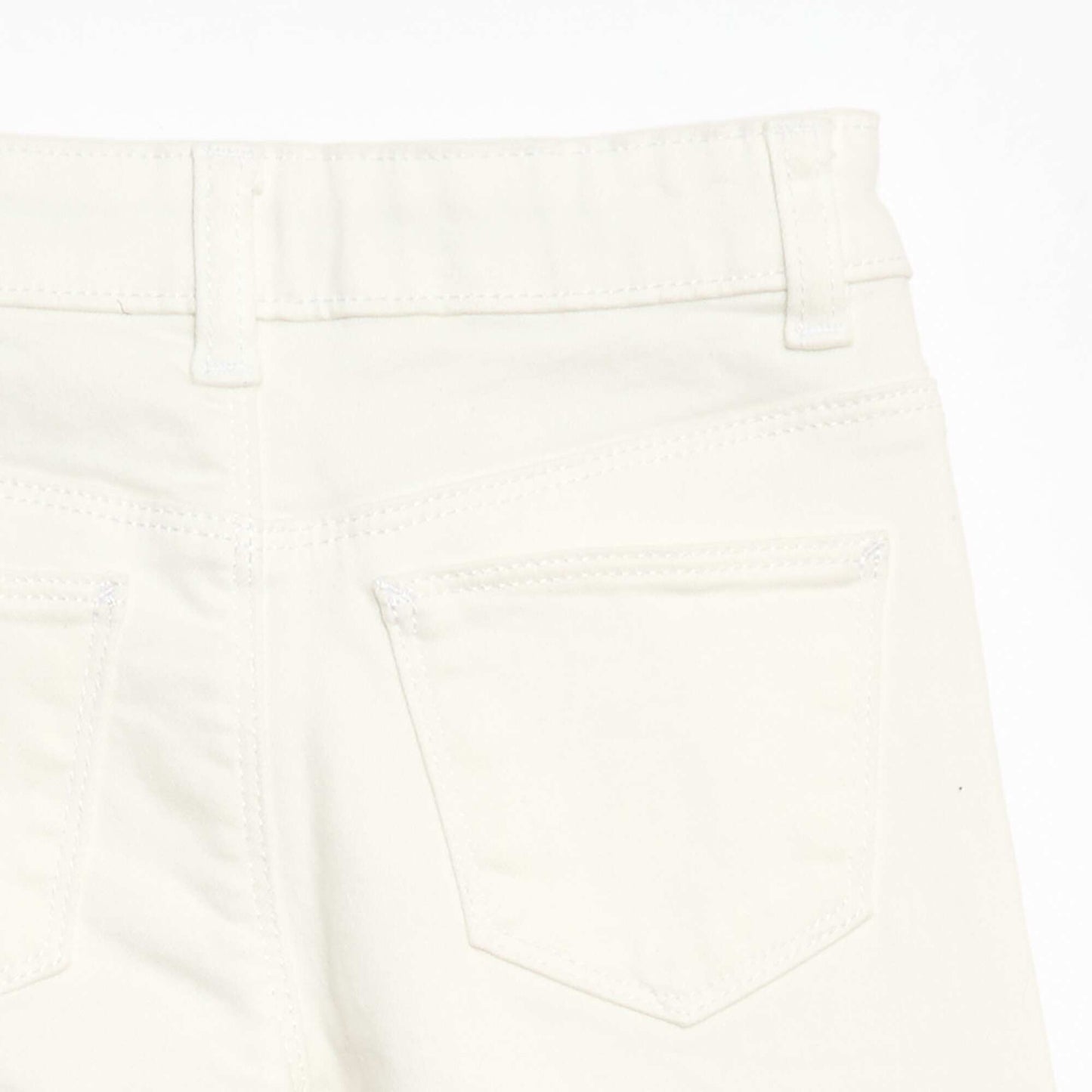 Pantalon en twill avec ouverture pressionnée - BLANC
