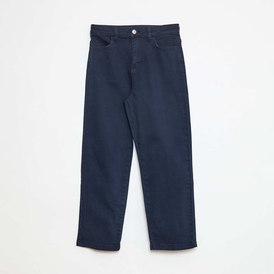 Pantalon en twill avec ouverture pressionnée - Coupe + confortable BLEU