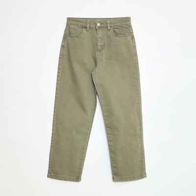 Pantalon en twill avec ouverture pressionnée - Coupe + confortable VERT