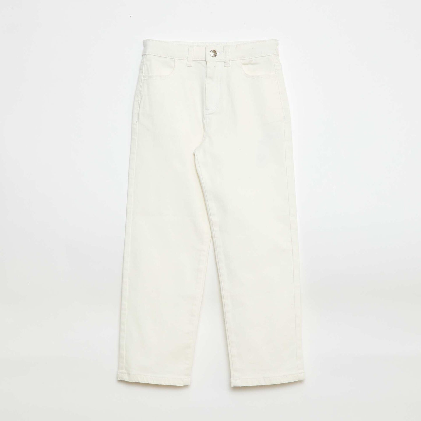 Pantalon en twill avec ouverture pressionnée - Coupe + confortable BLANC