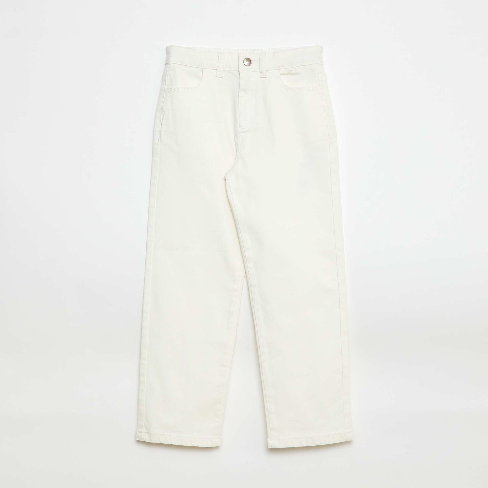 Pantalon en twill avec ouverture pressionnée - Coupe + confortable BLANC
