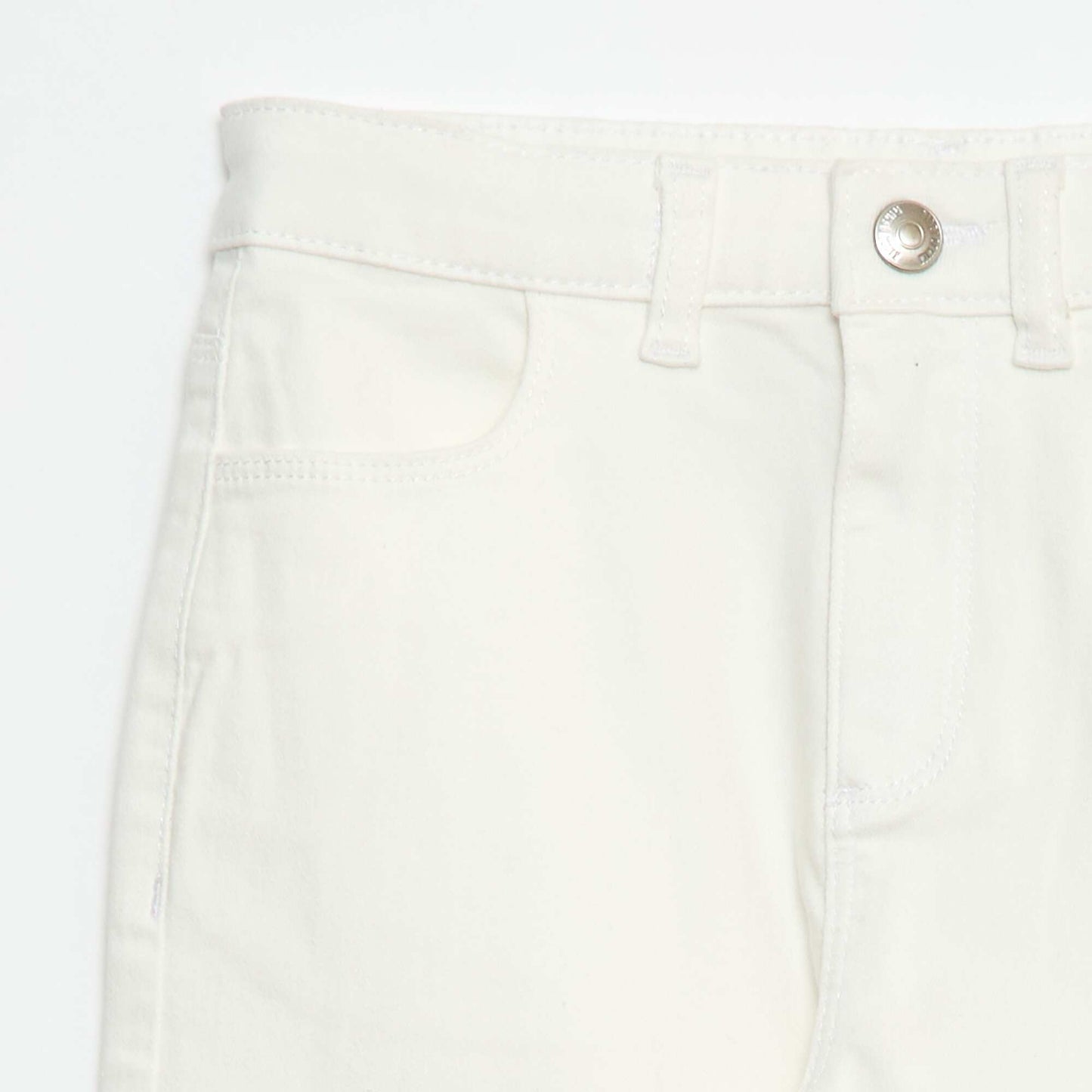 Pantalon en twill avec ouverture pressionnée - Coupe + confortable BLANC