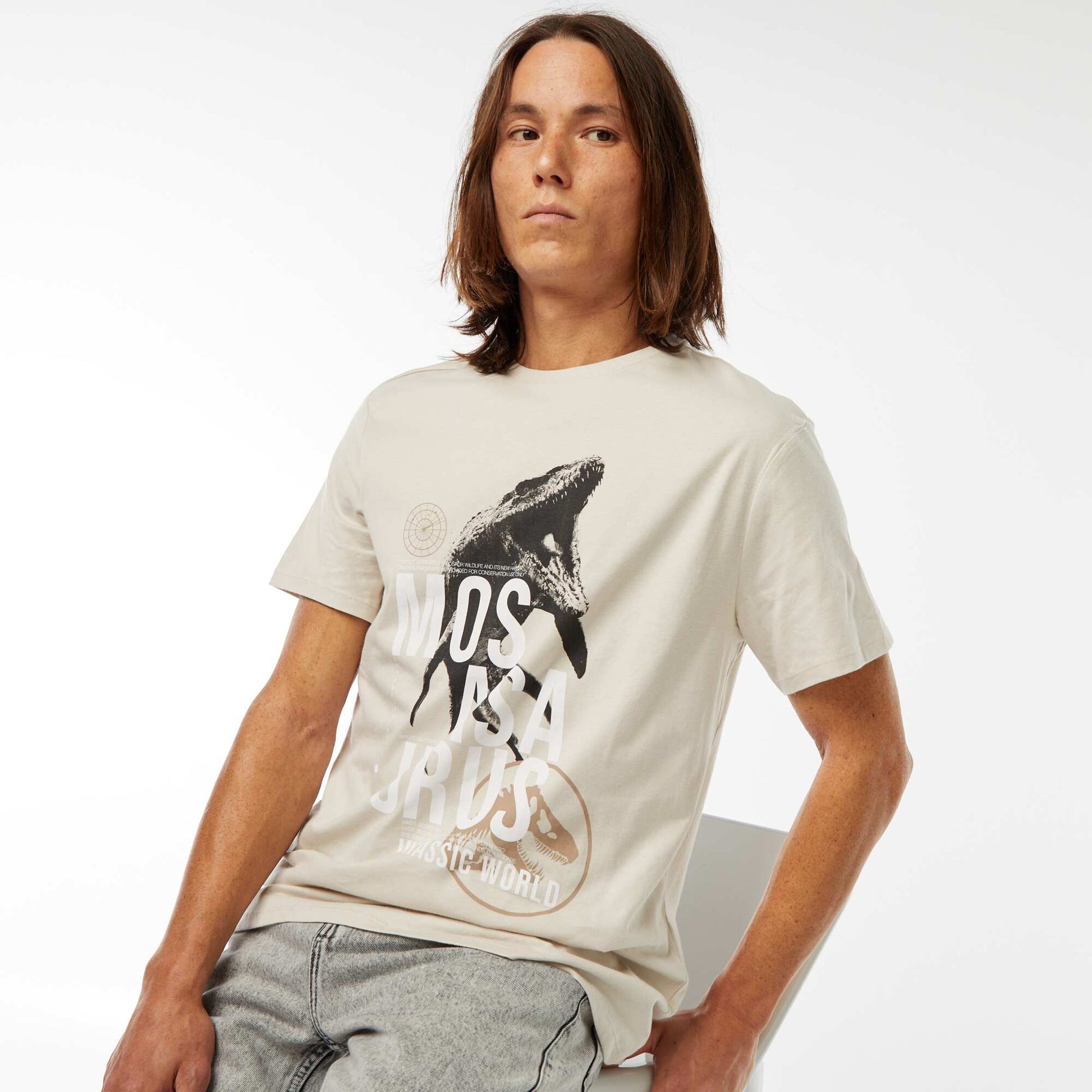 T-shirt 'Jurassic World' manches courtes GRIS