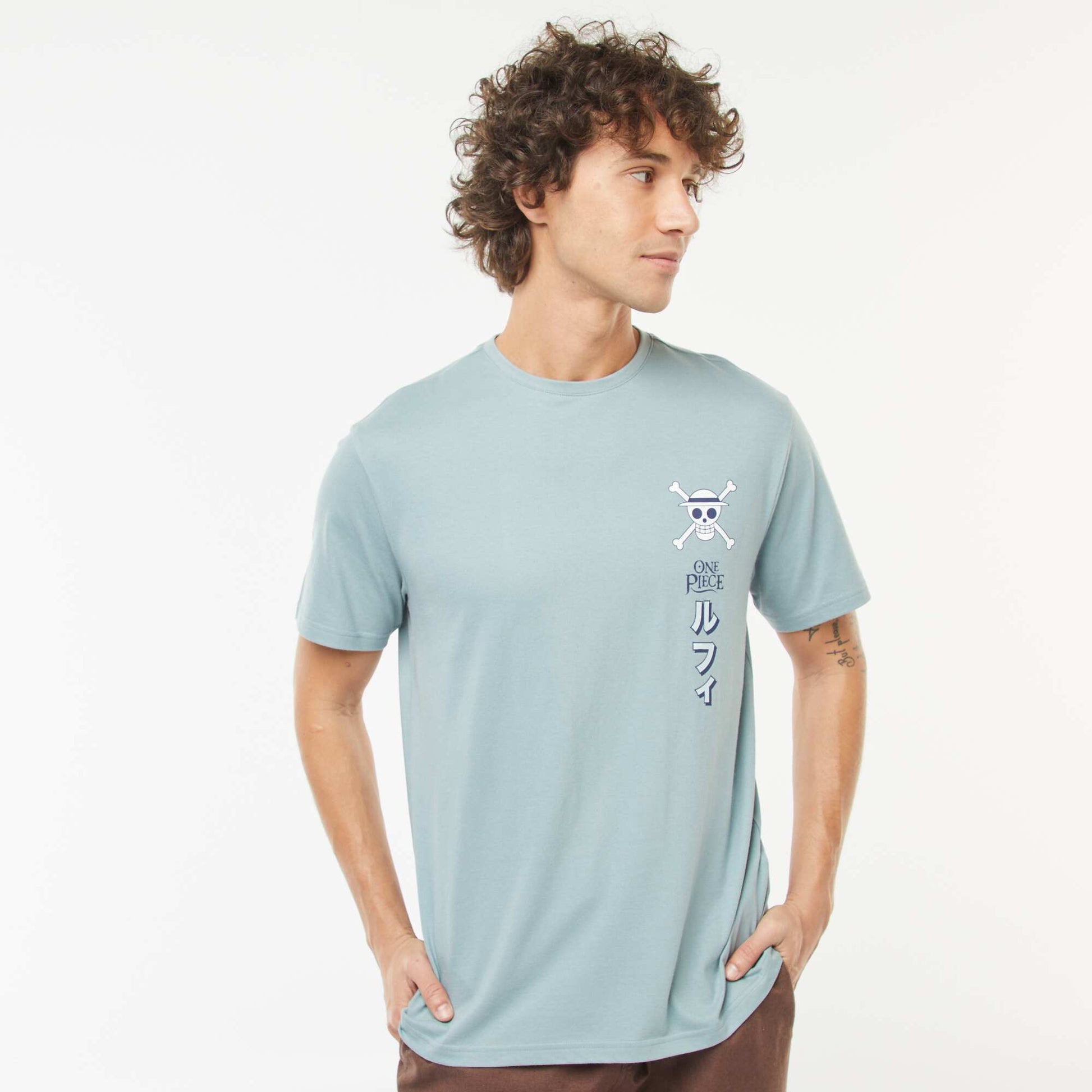 T-shirt 'One Piece' manches courtes BLEU