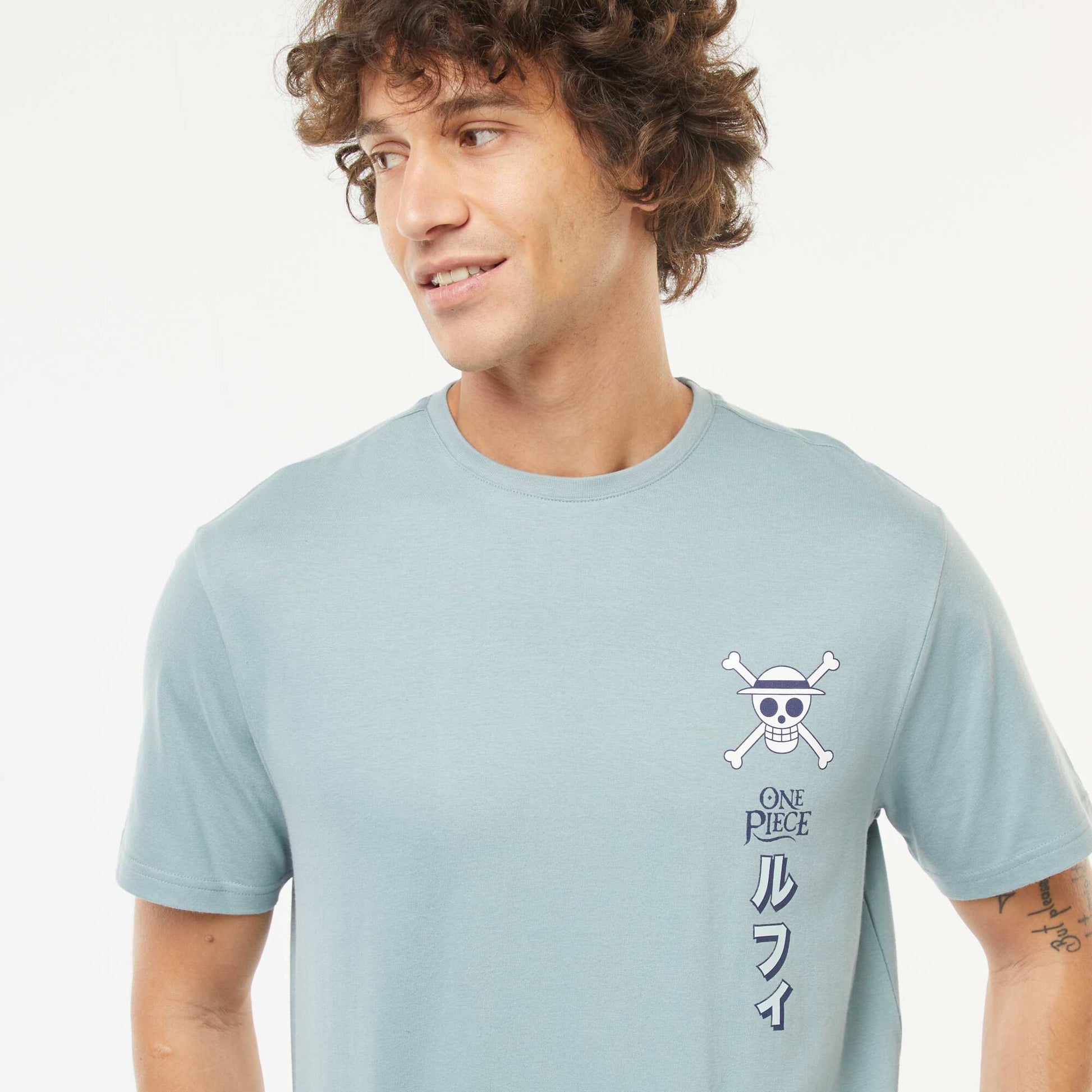 T-shirt 'One Piece' manches courtes BLEU