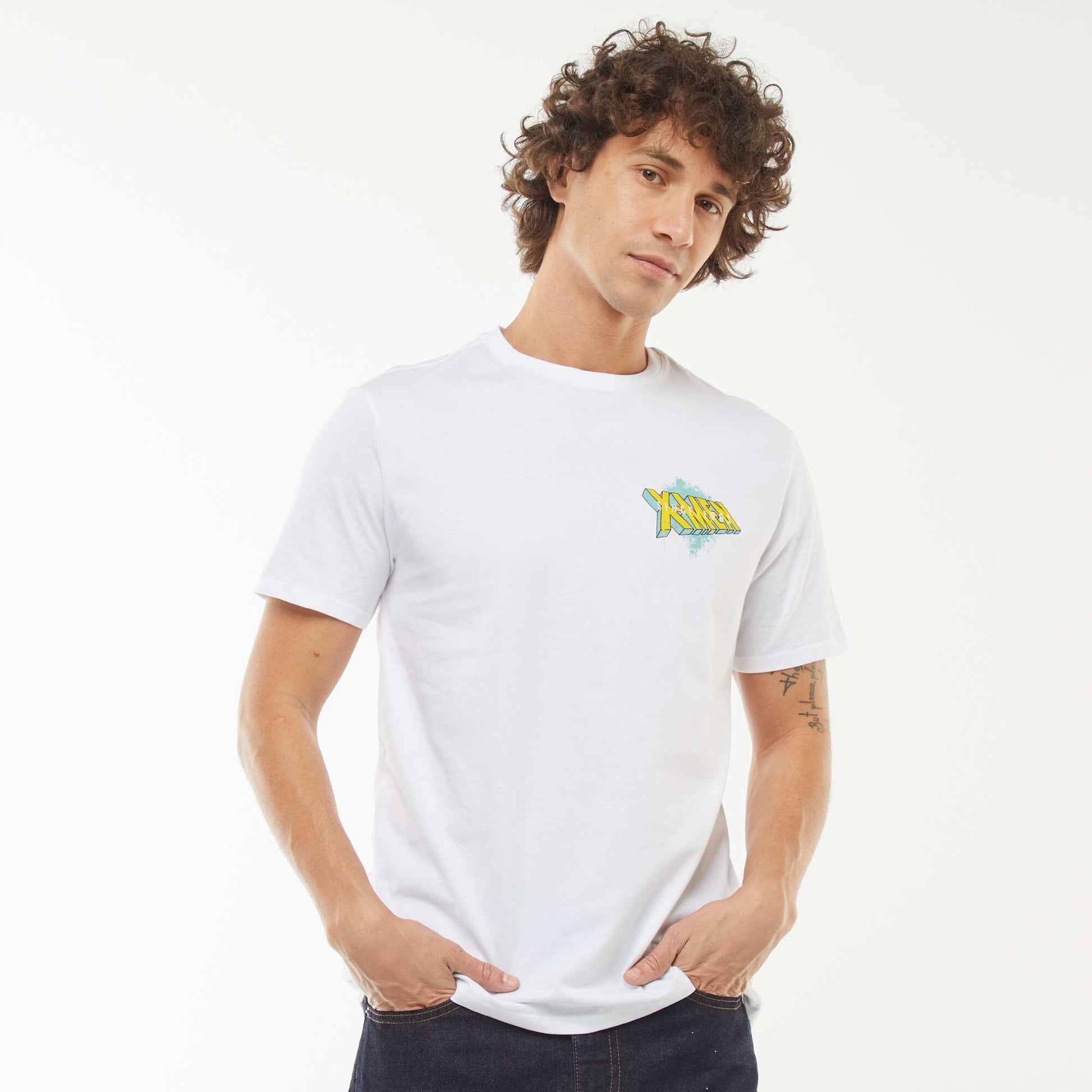 T-shirt imprimé 'X-Men' 'Marvel' manches courtes BLANC