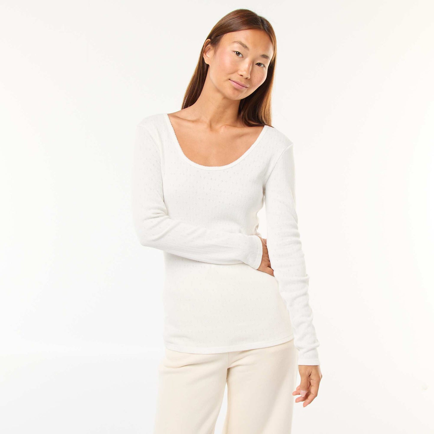 Tee-shirt manches longues thermorégulateur BLANC