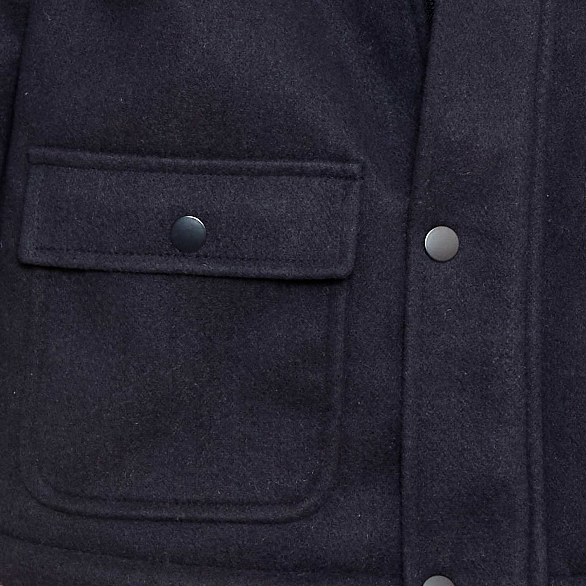 Manteau façon lainage à capuche avec doublure chaude BLEU