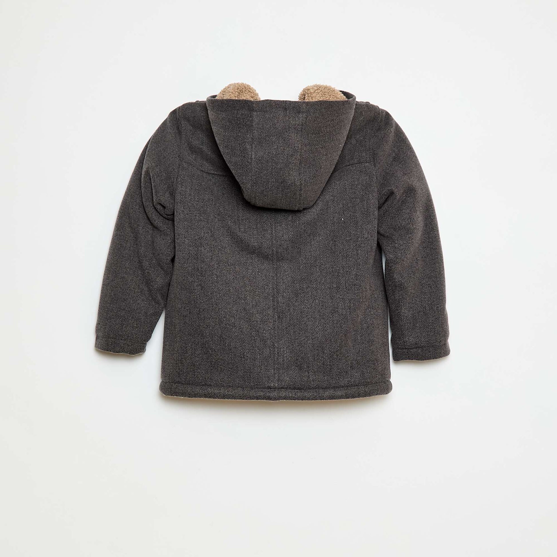 Manteau façon lainage à capuche avec doublure chaude GRIS