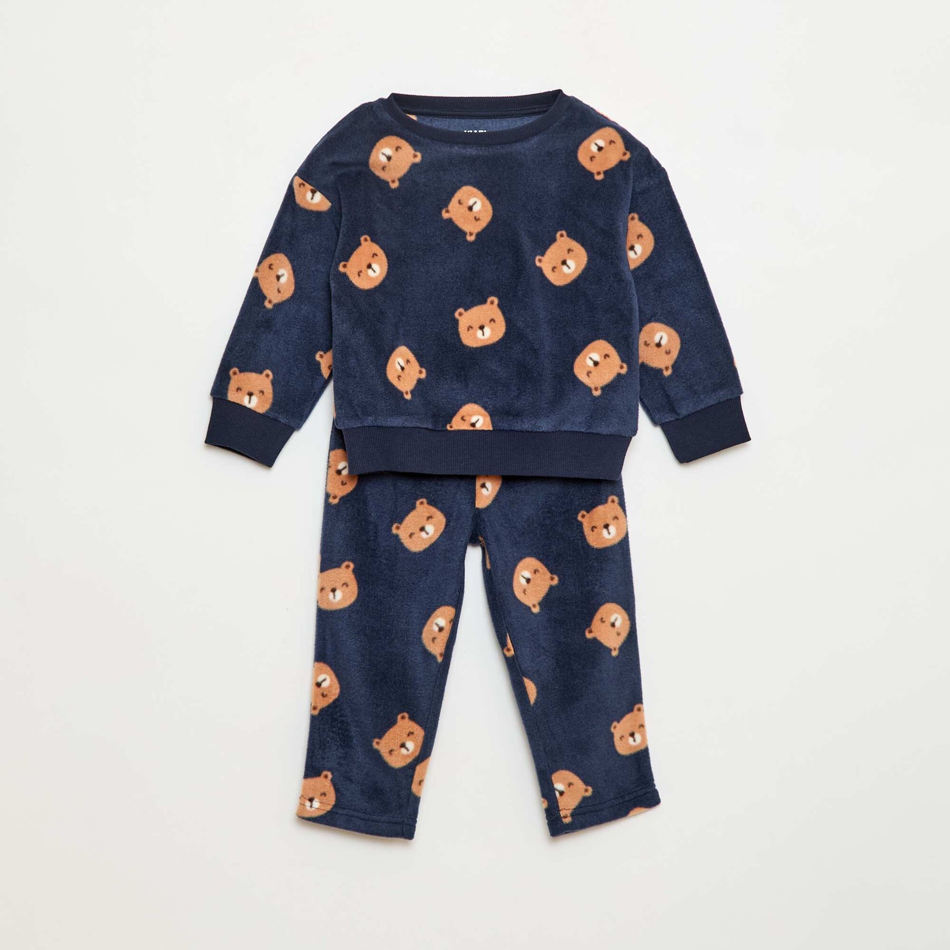 Ensemble pyjama haut + pantalon polaire BLEU