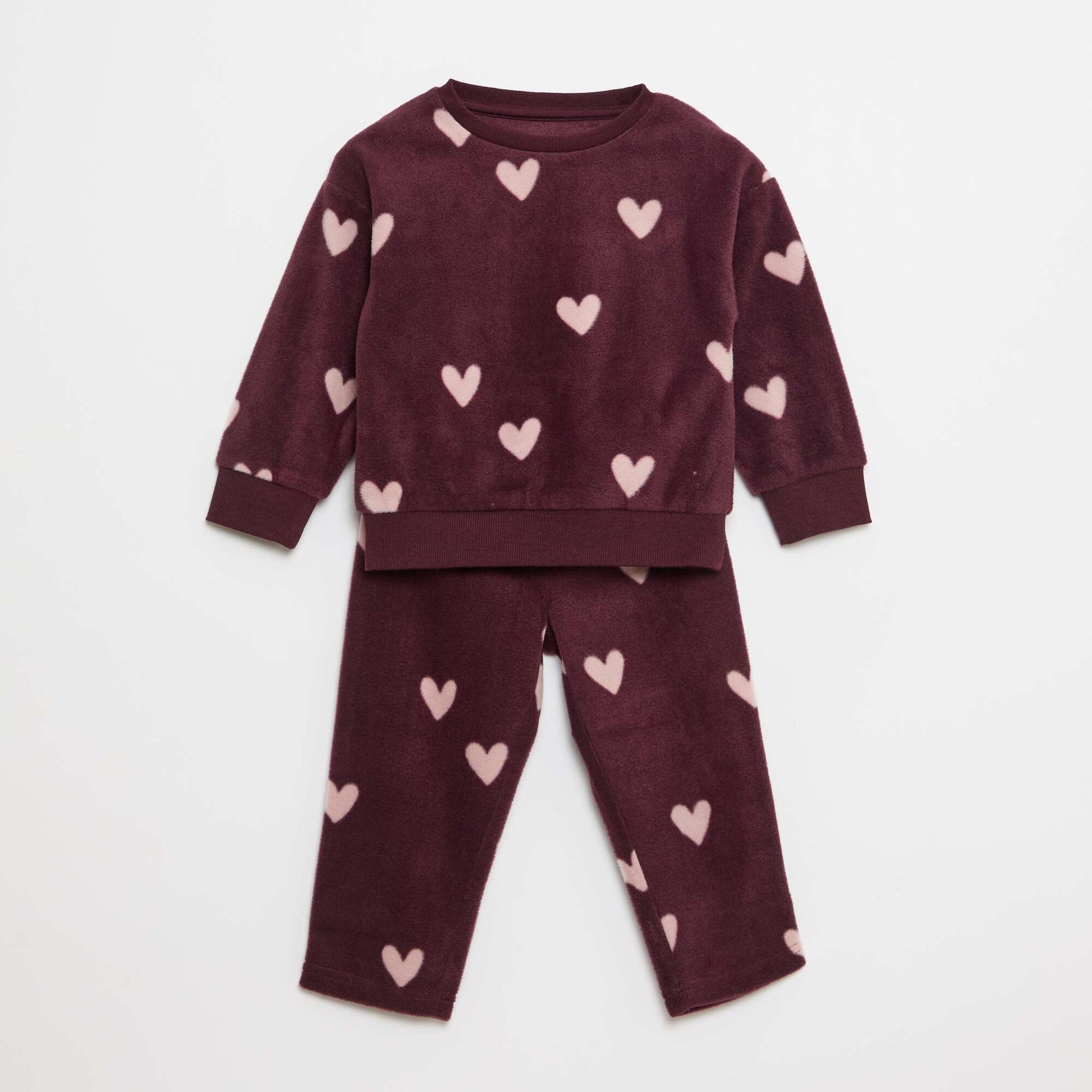 Ensemble pyjama haut + pantalon polaire ROSE