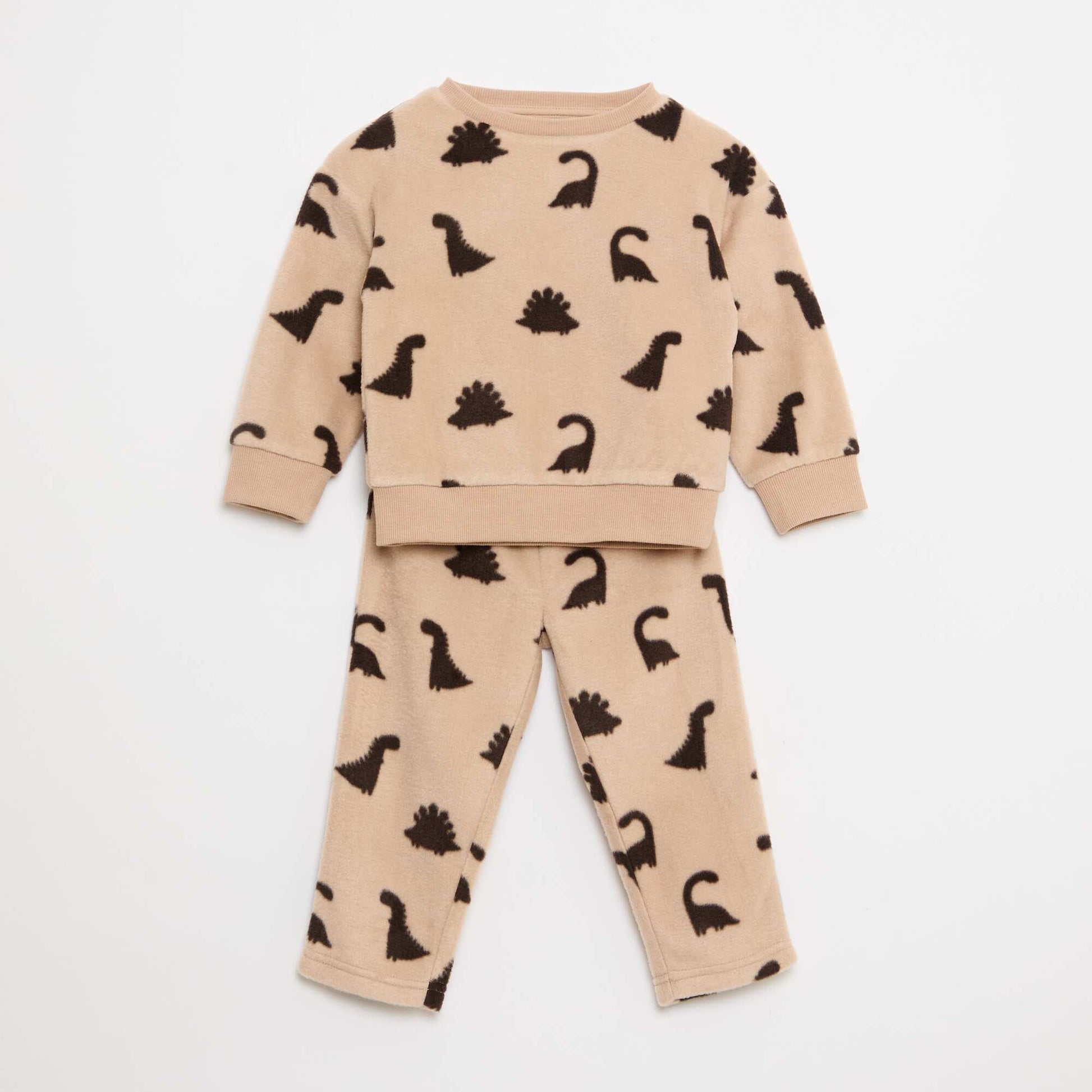 Ensemble pyjama haut + pantalon polaire BEIGE