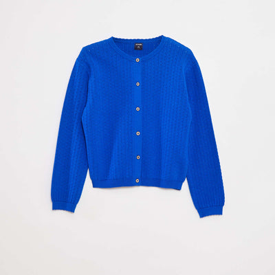 Gilet en maille pointelle uni BLEU