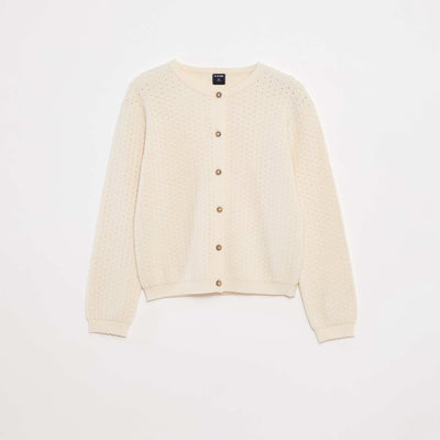 Gilet en maille pointelle uni BLANC