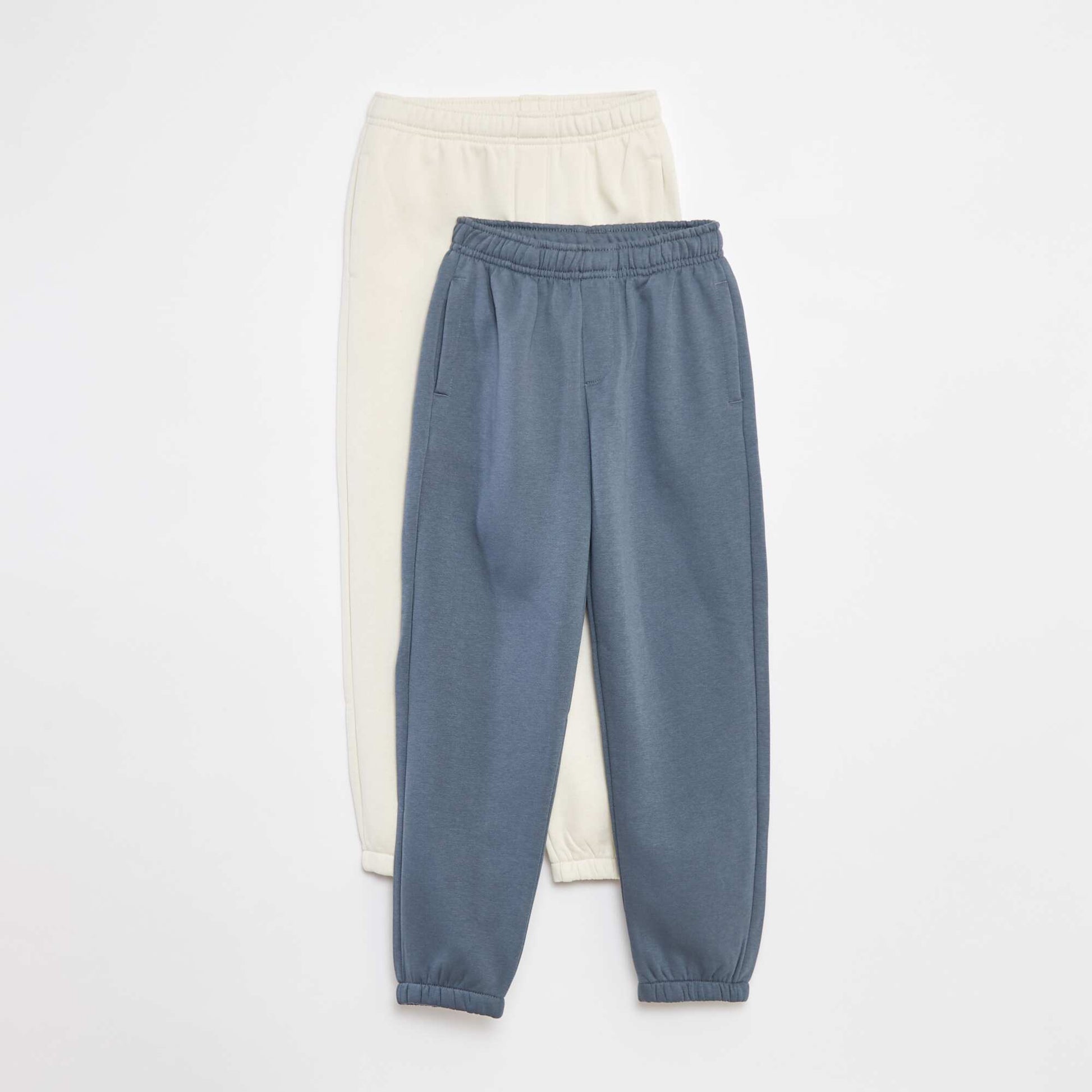 Lot 2 pantalons joggings en molleton BEIGE/BLEU