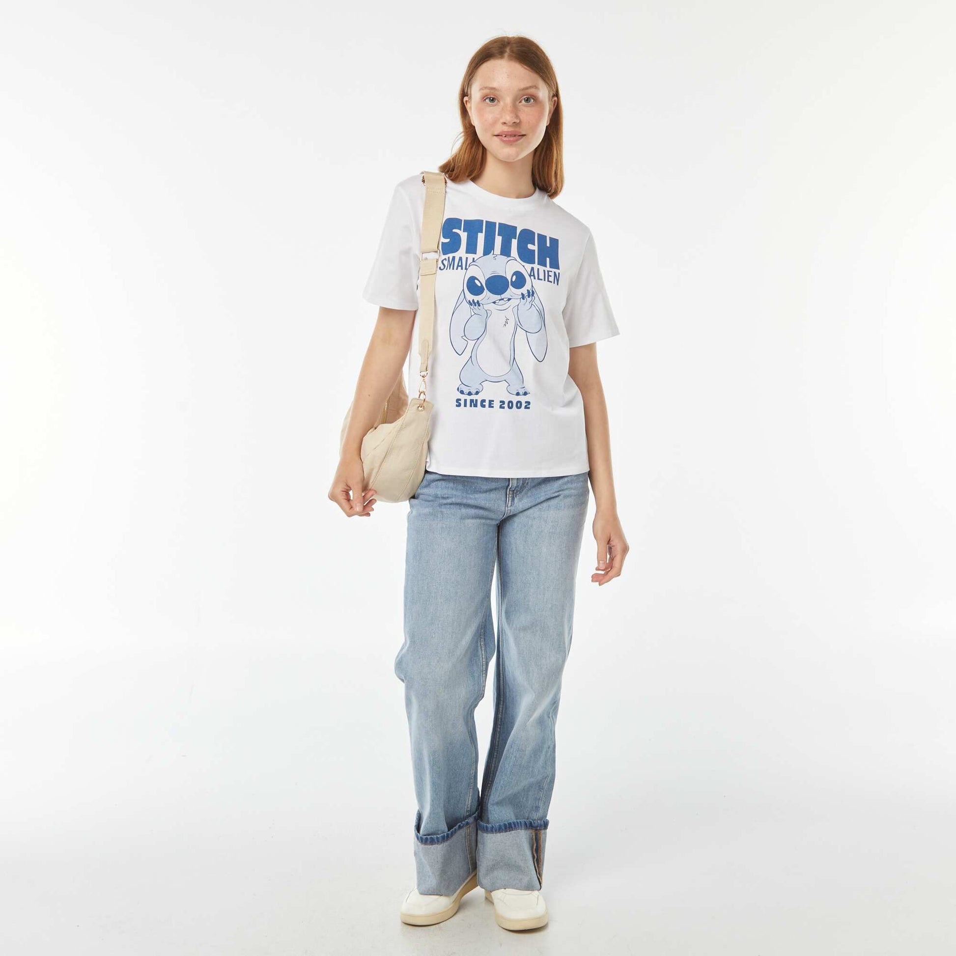 Tee-shirt imprimé 'Lilo & Stitch' 'Disney' manches courtes BLANC
