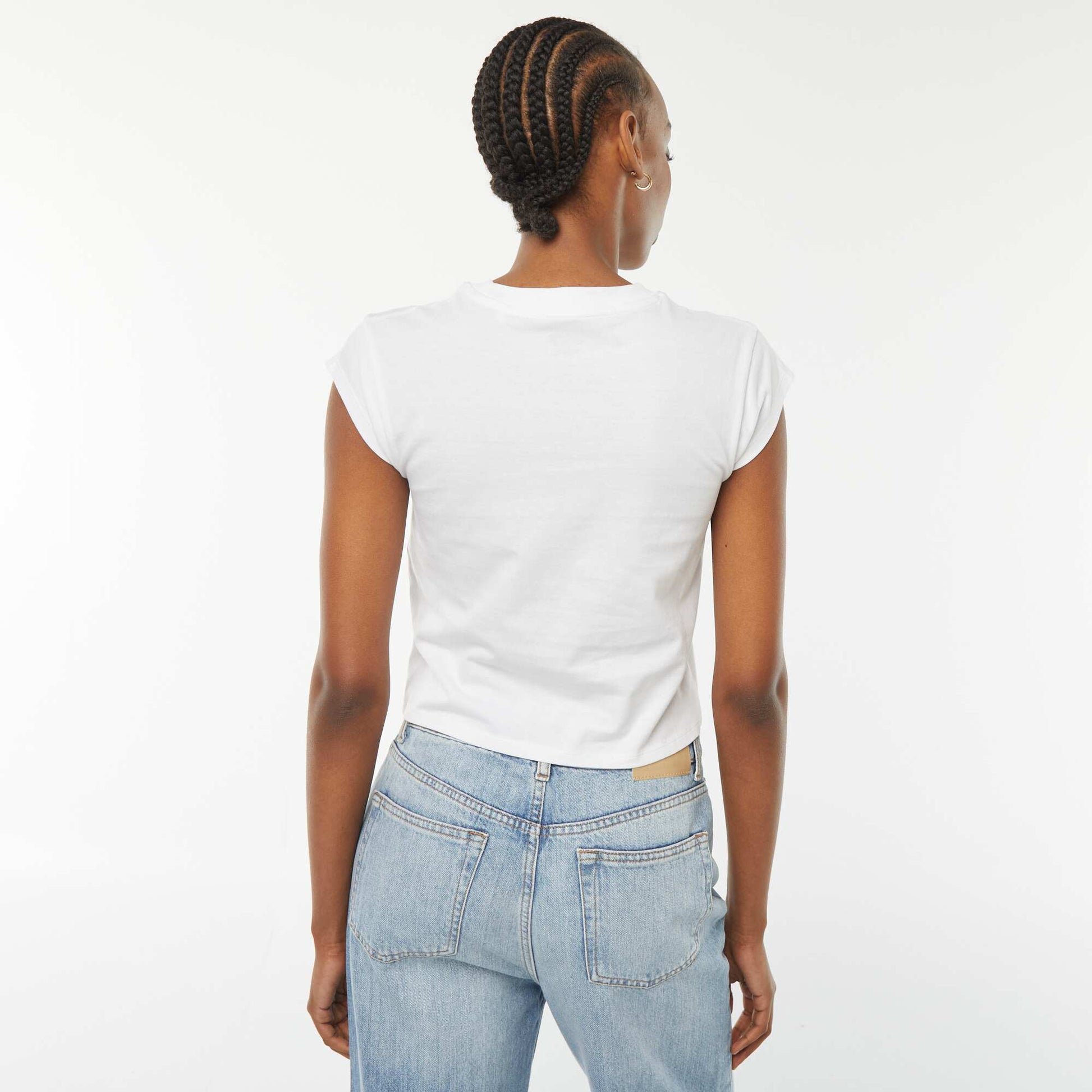 T-shirt cropped manches courtes 'Olivia Rodrigo' BLANC
