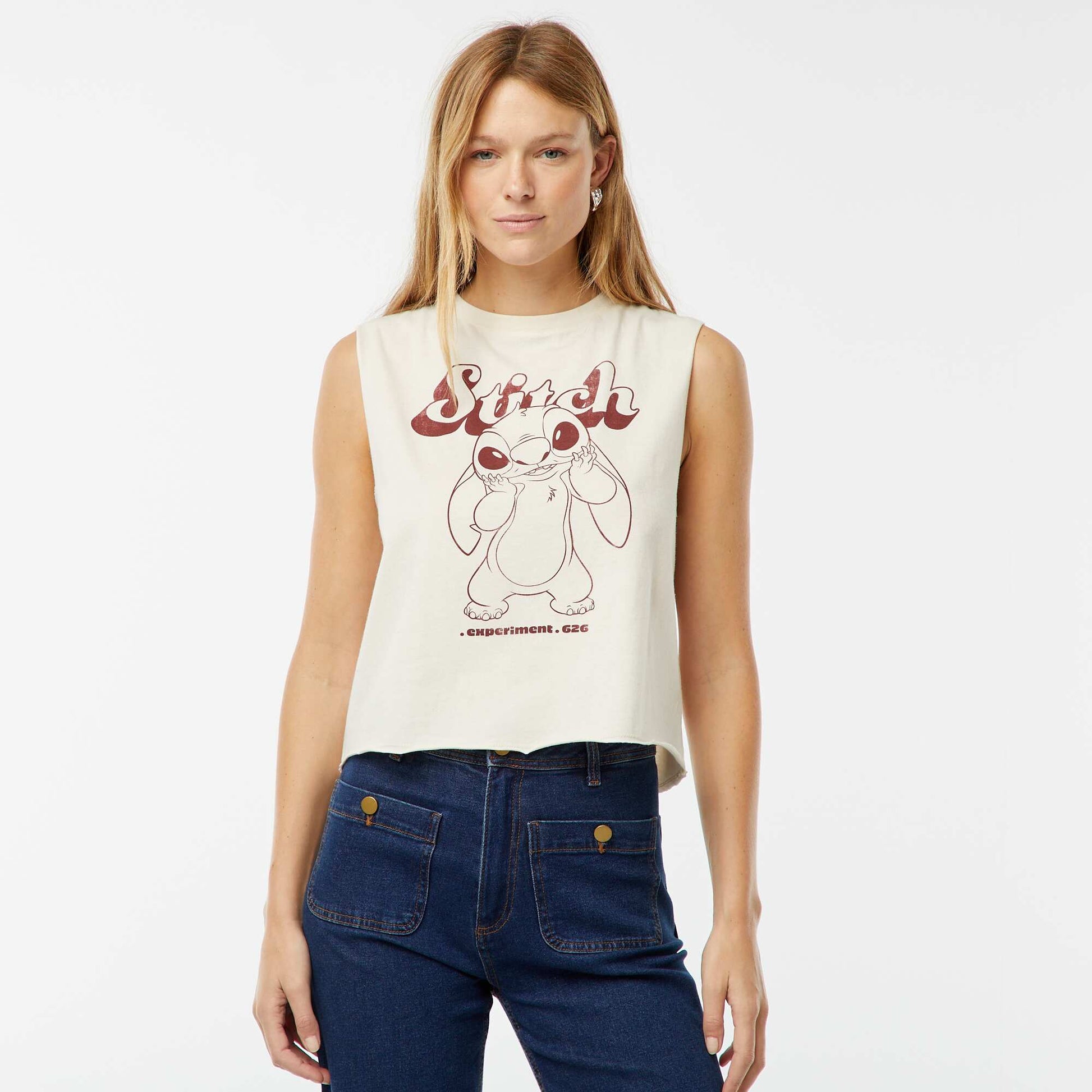 T-shirt sans manches 'Stitch' 'Disney' BLANC