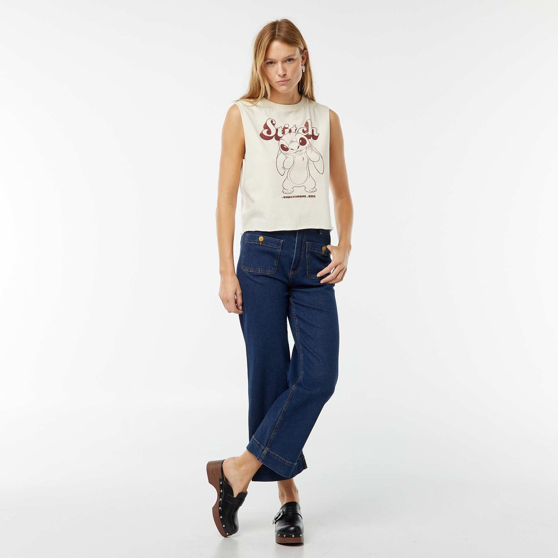 T-shirt sans manches 'Stitch' 'Disney' BLANC