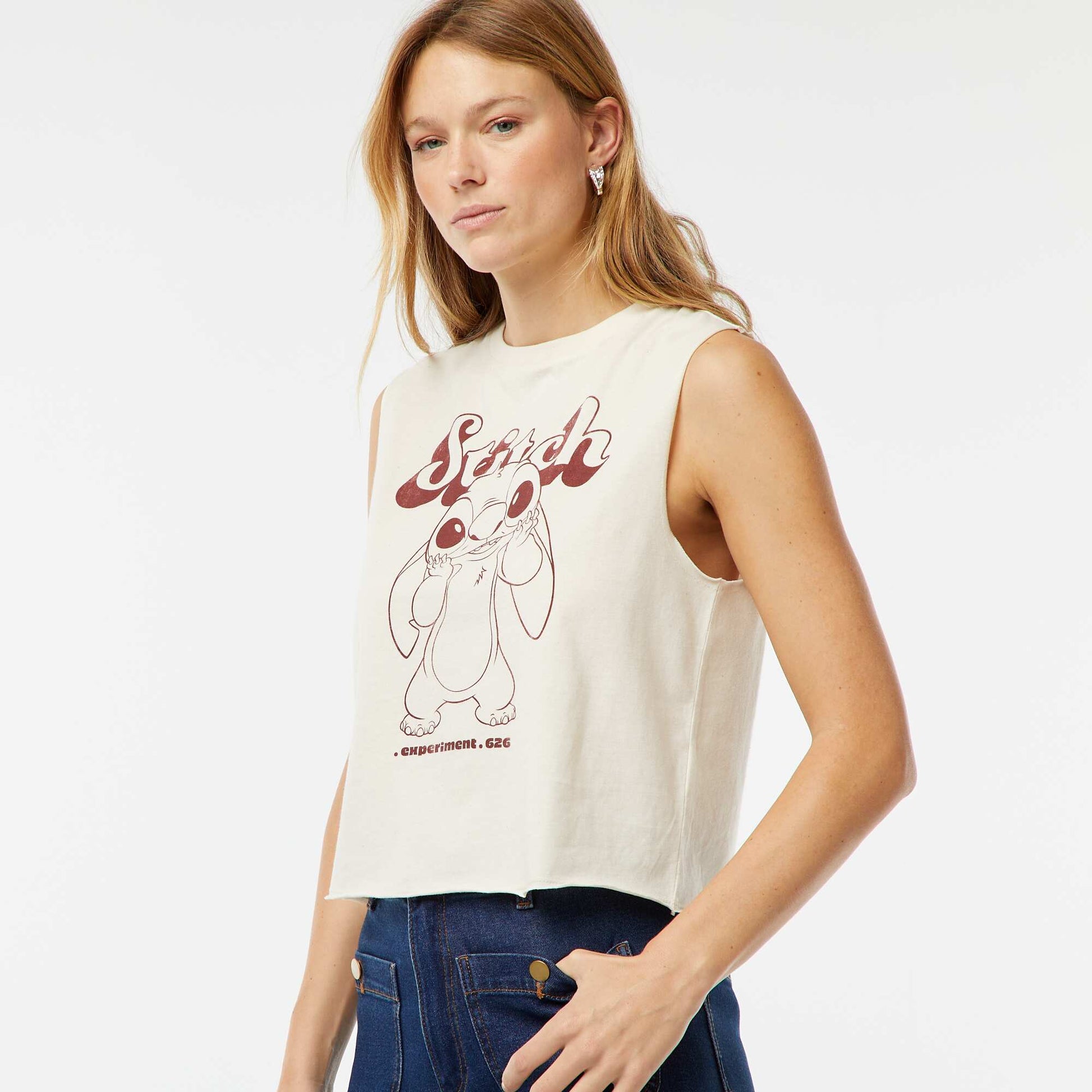 T-shirt sans manches 'Stitch' 'Disney' BLANC
